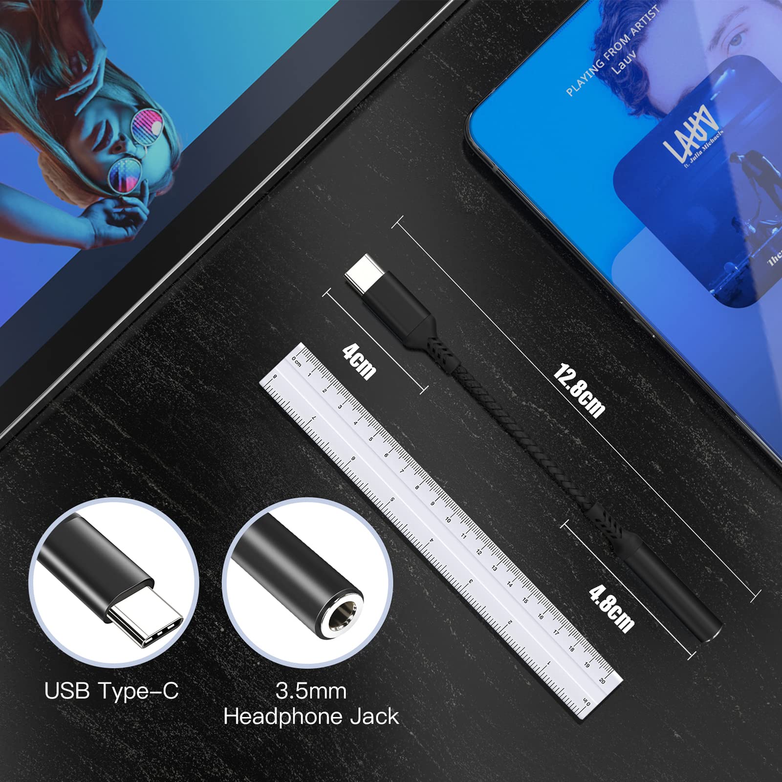 Adattatore Usb C Jack 3,5mm,Adattatore Jack Usb C Da 3.5mm,Adattatore Usb C Connettore Jack Per iPhone 17 Pro Max/17Pro/17/16/15 Samsung S24 S23 S22 Ultra Not 20 A53,Huawei P50/Pro Mate,ipad Pro Nero