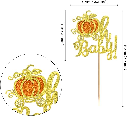 Miniatura 10 de Ercadio Paquete de 24 adornos para cupcakes de calabaza con purpurina rosa, decoración de cupcakes de calabaza de otoño para el día de Acción de