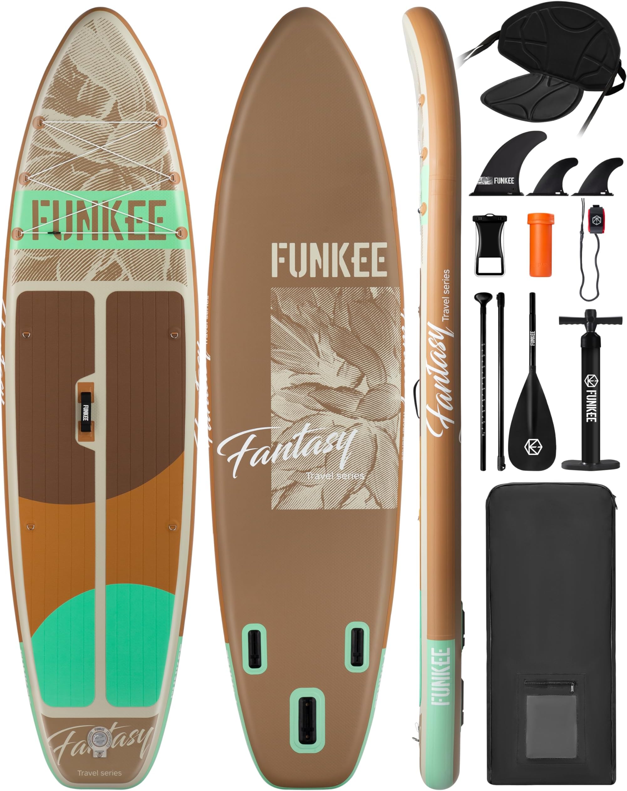 11โร34"ร6" Extra Wide Inflatable Stand Up Paddle Board, Sup Board with Removable Fins, Backpack, Floating Paddle, Safety Leash, Floating Phone Case for Adults & Youth of All Skill Levels