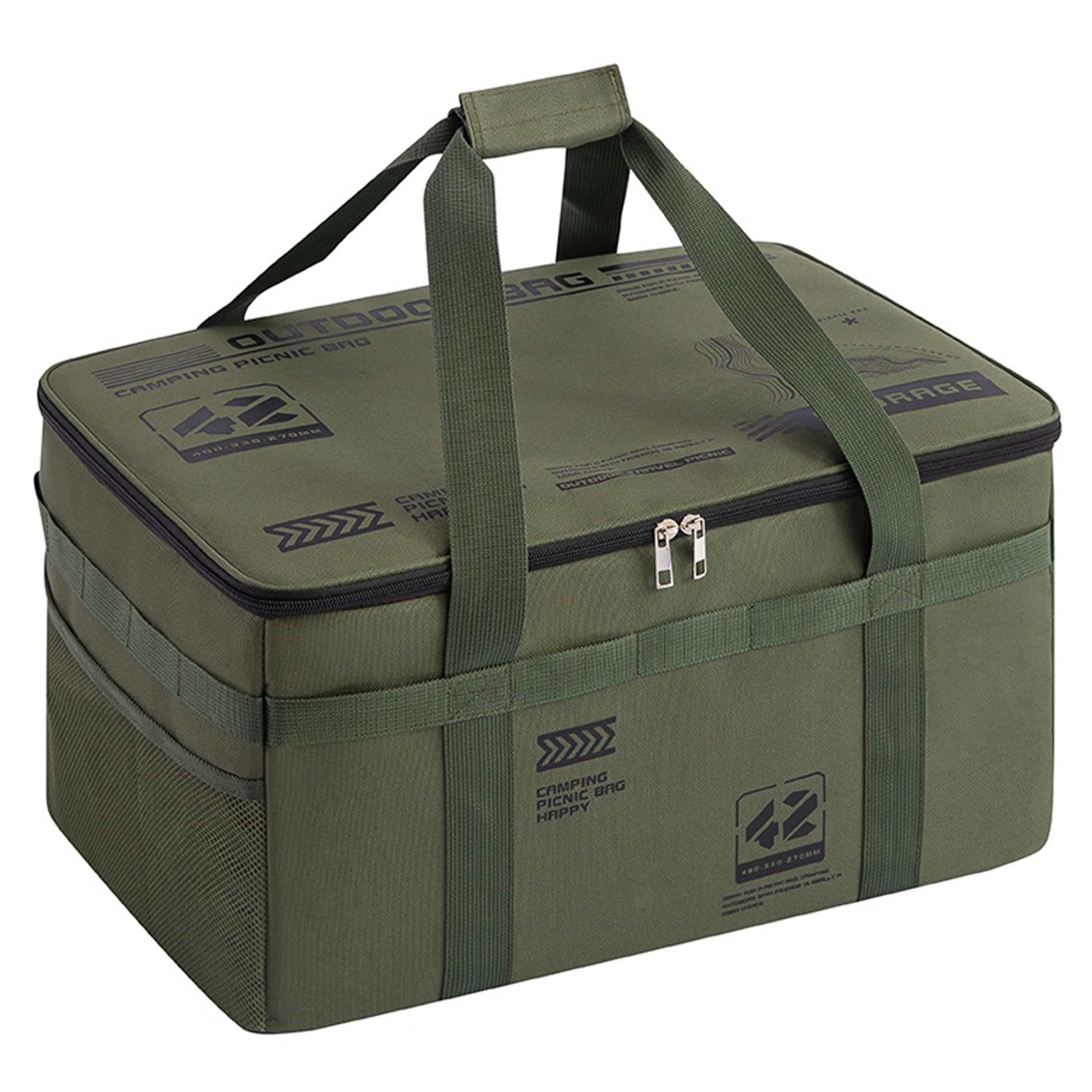 Camping-Aufbewahrungsbox, wasserdichte große Campingtasche, tragbarer Camp-Küchen-Organizer für den Außenbereich – 42 l grün, Aufbewahrungstasche
