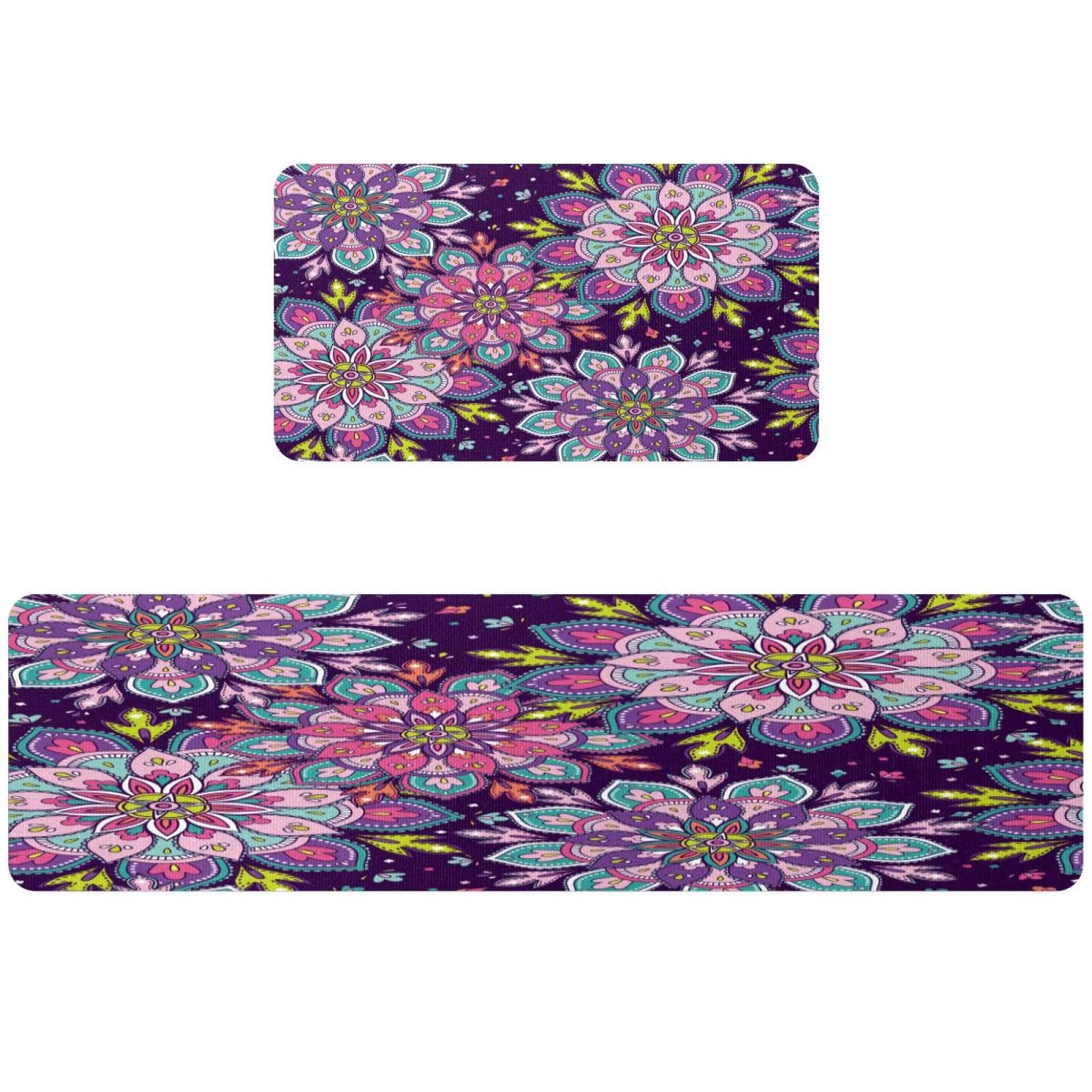 Tapis de cuisine mandala violet lavables pour transformer l'ambiance de votre buanderie