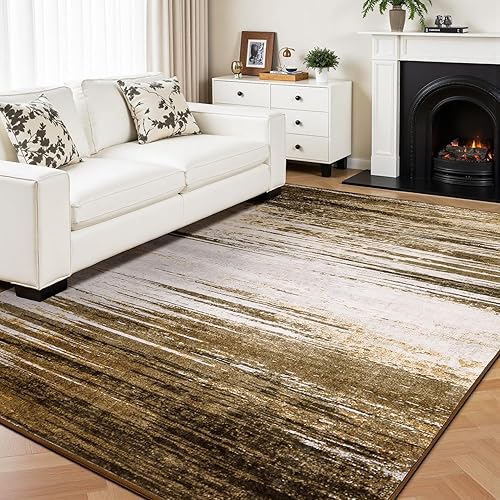 Miniatura 21 de Rugflix Alfombras de área de 8 x 10 pies para sala de estar, alfombra grande lavable, resistente a las manchas, pelo bajo, alfombra oscura moderna