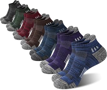 COOPLUS 7 Pairs Mens Ankle Running Socks Cotton Athletic Cushioned Low Cut Moisture Wicking Sports Socks