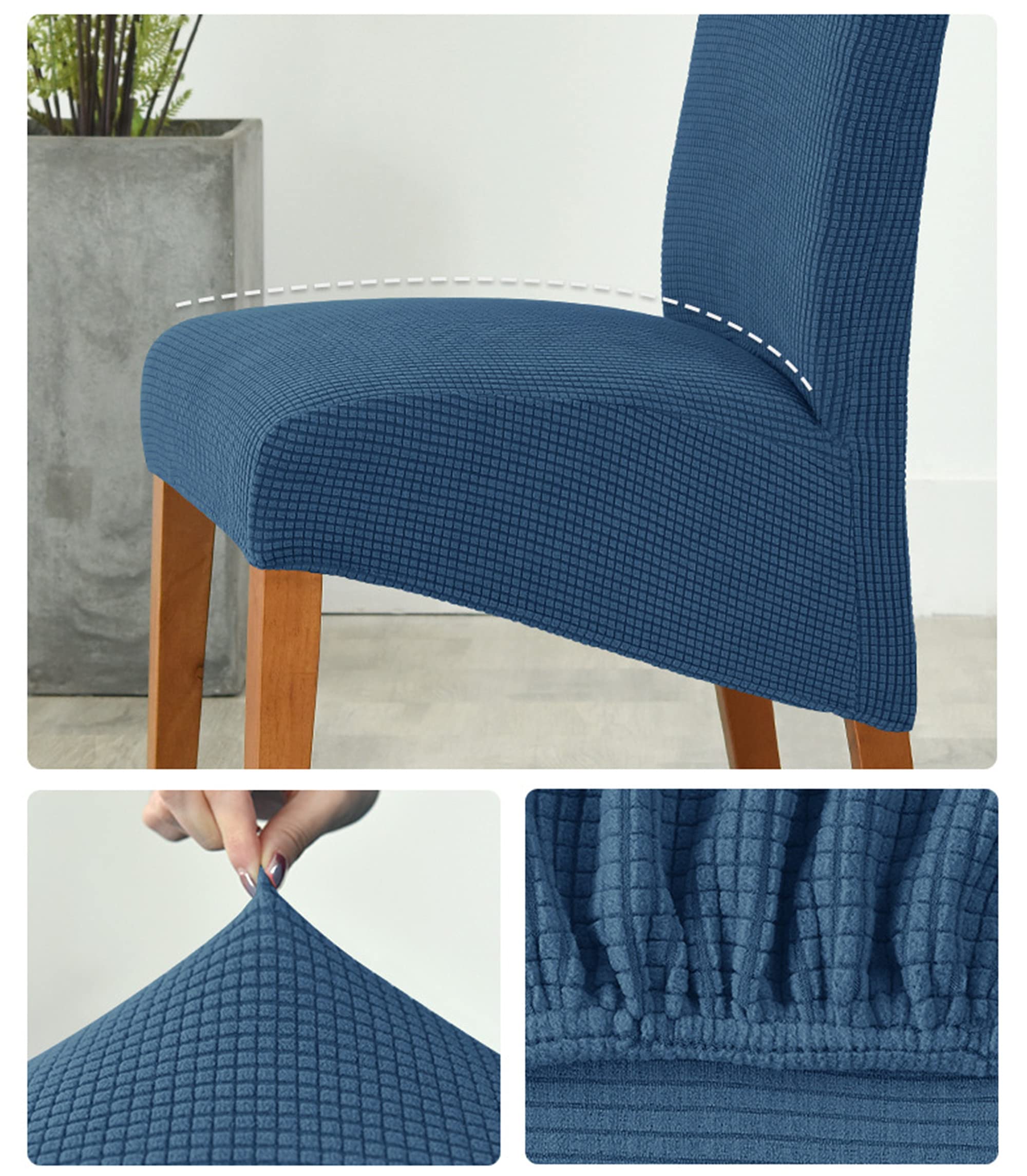 Coprisedie Elasticizzati Jacquard Con Schienale Curvo E Braccioli - Impermeabili, Lavabili, Per Sedia Da Pranzo E Toeletta ( Confezione Da 1/4/6, Natural)