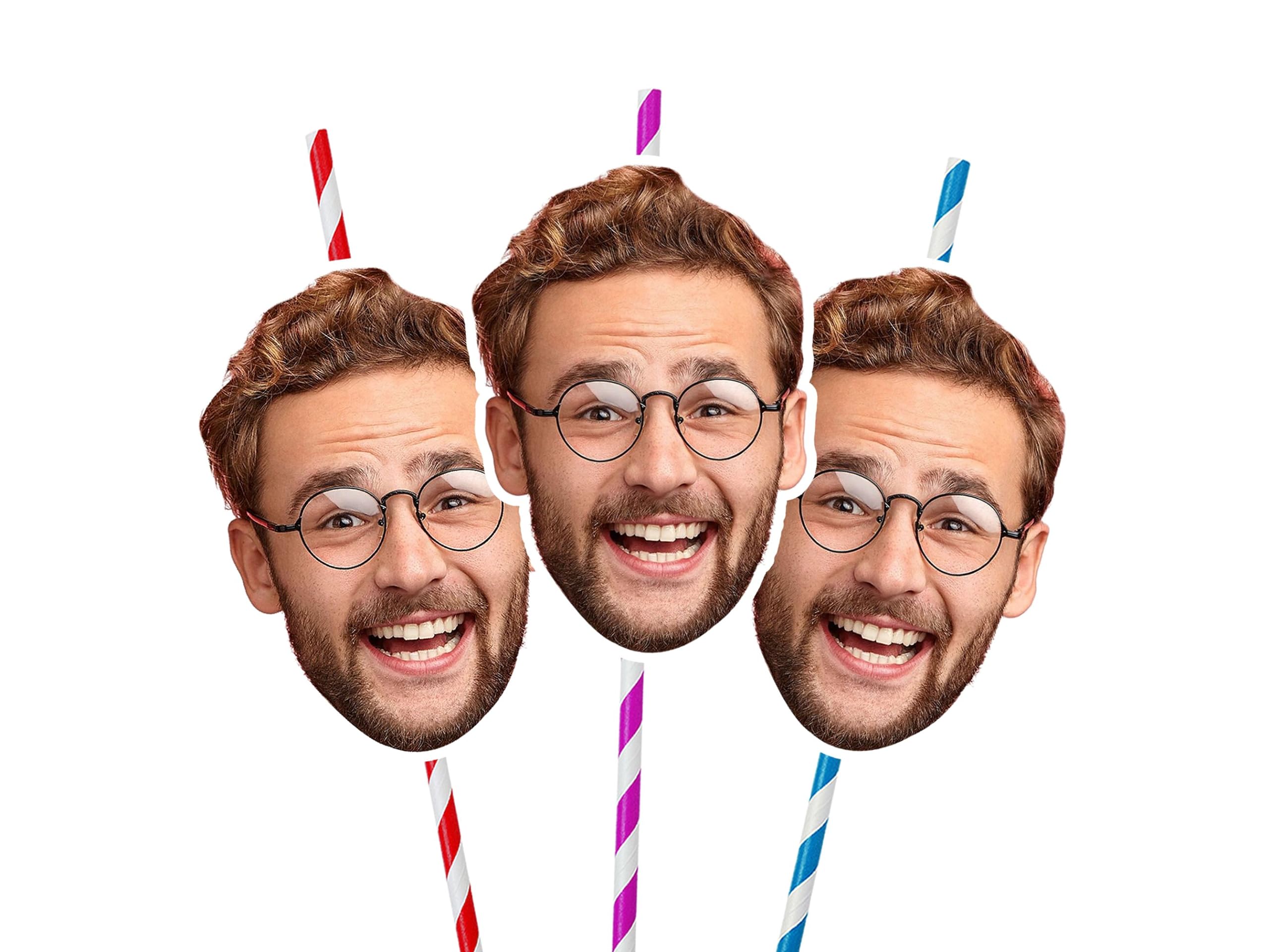 Personalised Photo Face Straws Hen Do Party Decorations Custom Stag Night Bachelorette Parties Groom Face Funny Party Games PFSHEN
