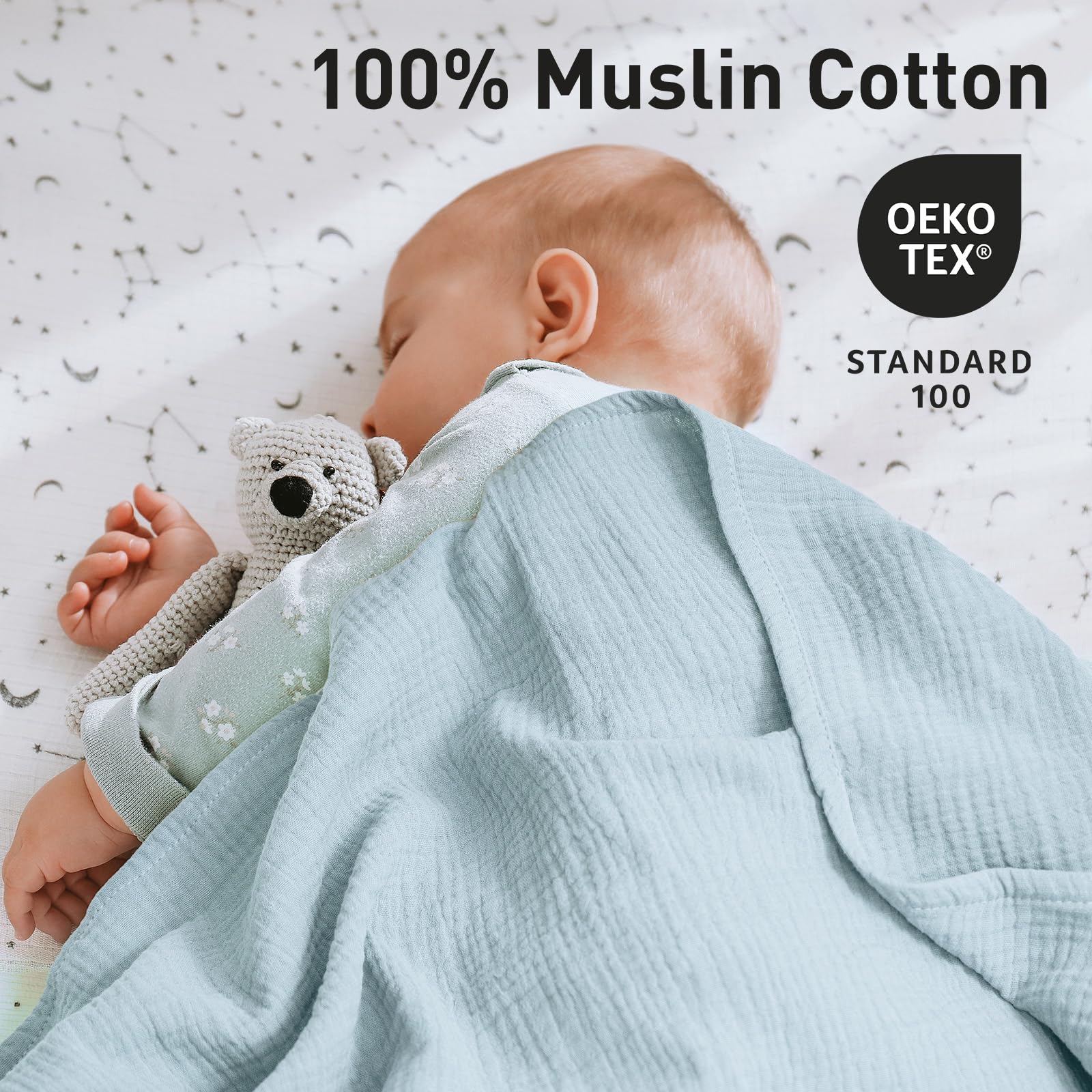 GLLQUEN BABY Mantas de muselina para niñas y niños, paquete de 4, mantas de bebé para niñas y niños, manta para envolver recién nacidos, unisex, esencial para bebés, lista de deseos y regalo