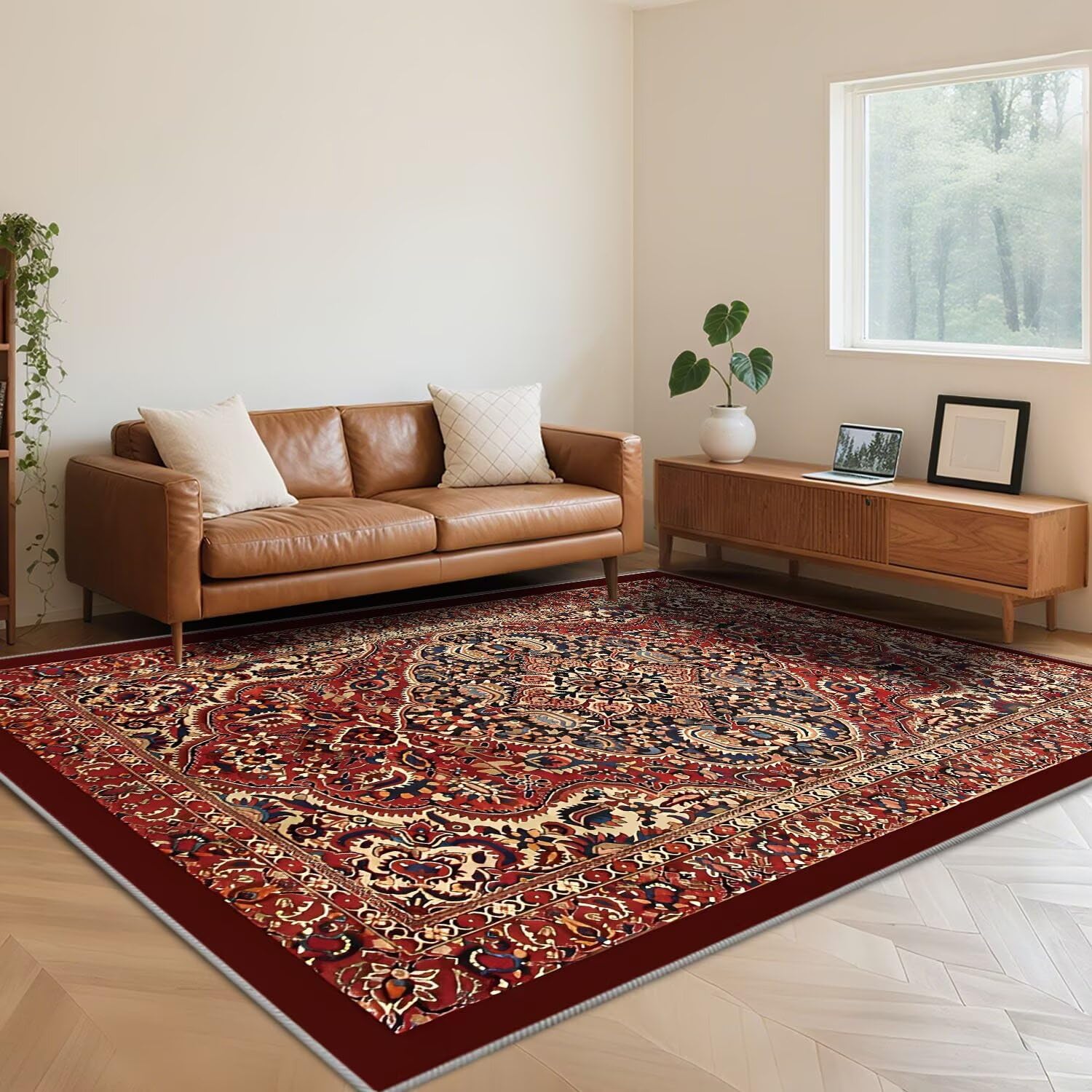 Tapis antidérapant enfant lavable en machine pour salle de jeux rouge 140x200cm