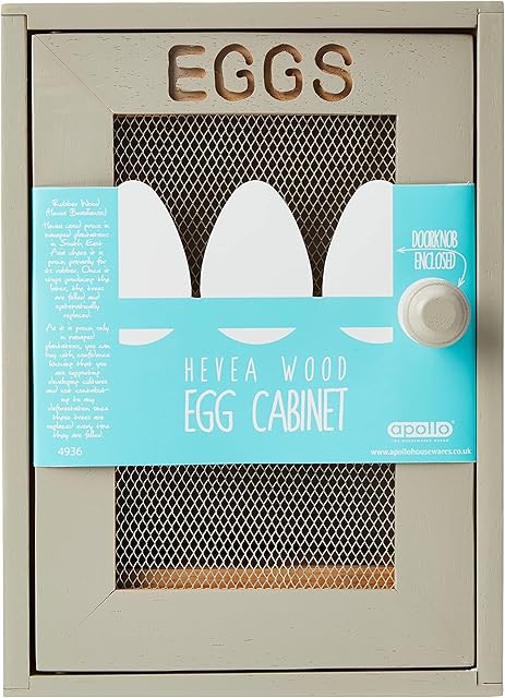 Apollo Egg Cabinet - Hevea Wood - 2 Shelves - Holds up to 12 Eggs, 25x18x12cm, Grey