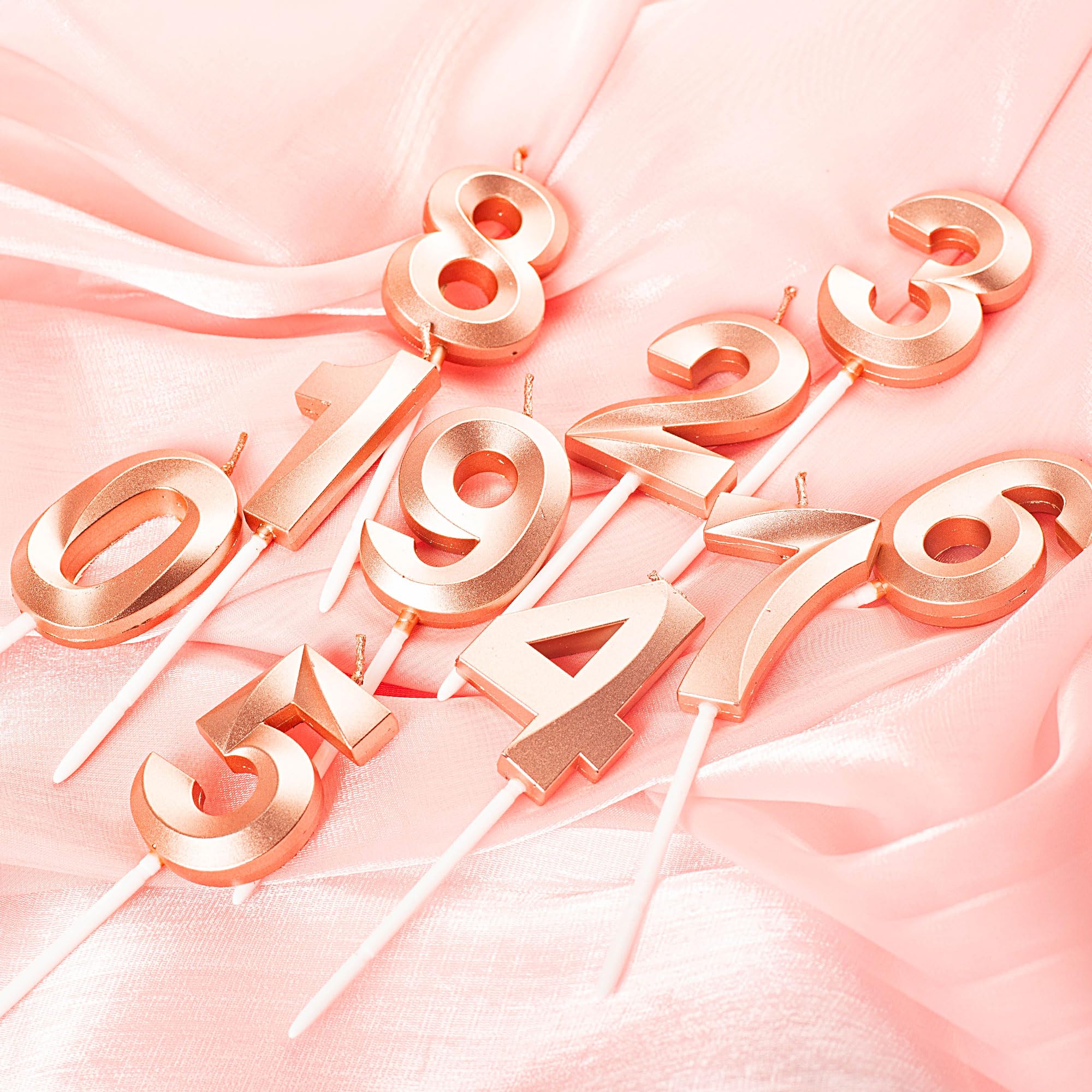 Candele in oro rosa per 21° compleanno – Candele a forma di numero 21 per torta, decorazioni per torta di compleanno 21
