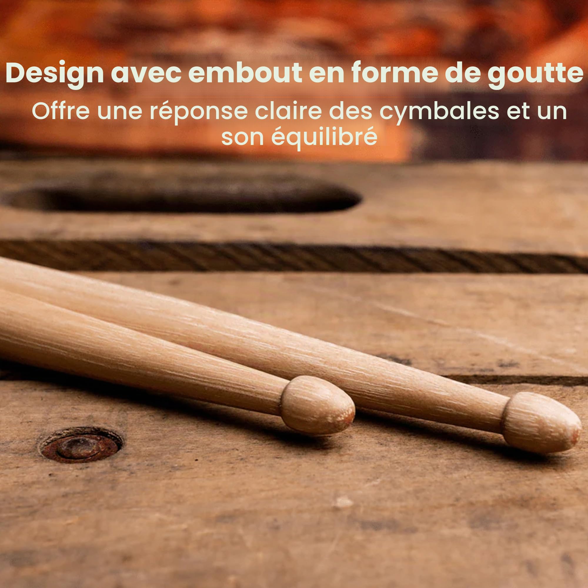 Vic Firth American Classic Séries Baguettes de batterie - 7A - American Hickory - Pointe en bois - 4 Paires