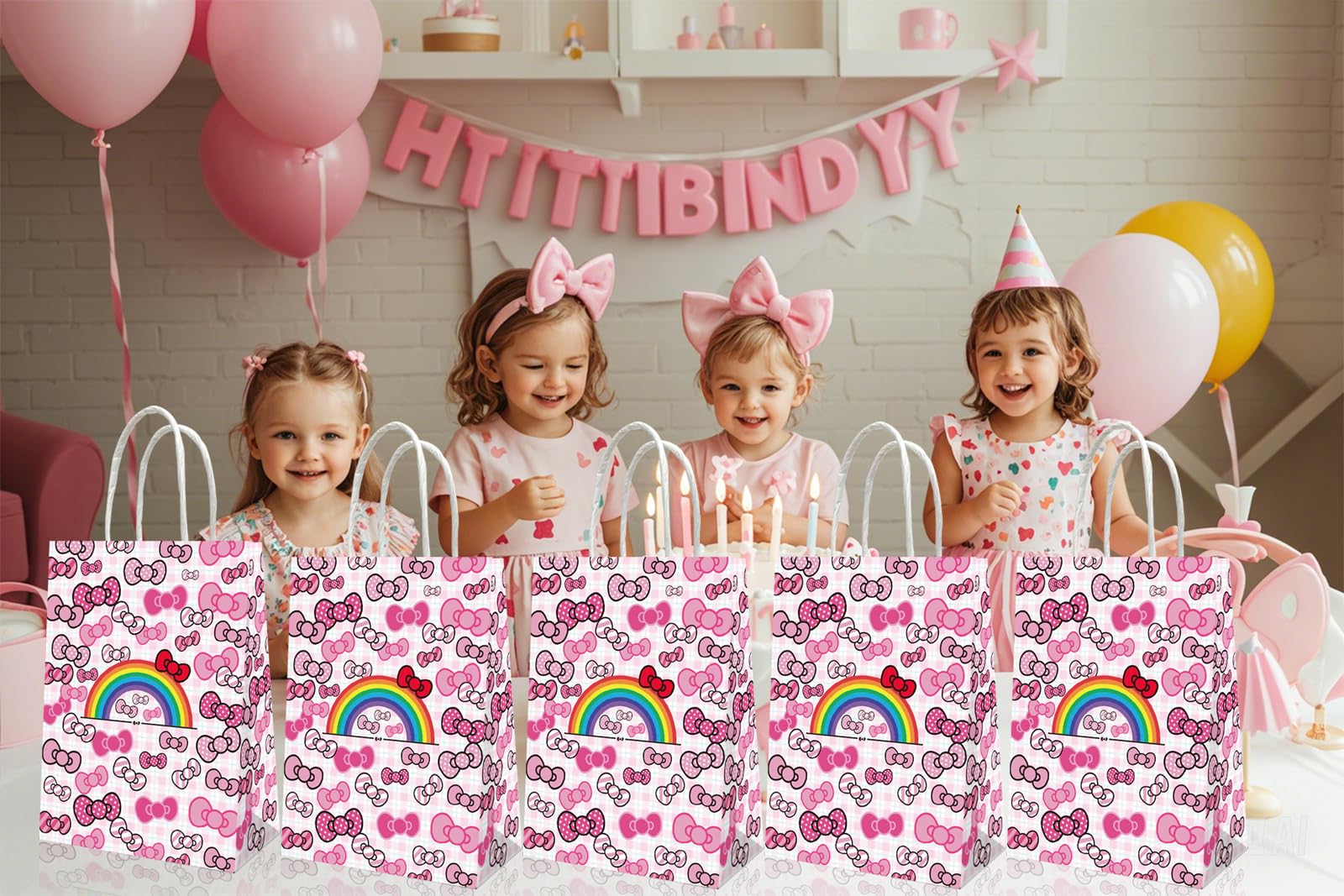 Leifyson 20pcs Pink Paper Gift Bags with Bows | Birthday Party, Wedding, Baby Shower & Holiday Favor Decorations | Eco-Friendly Stationery Supplies