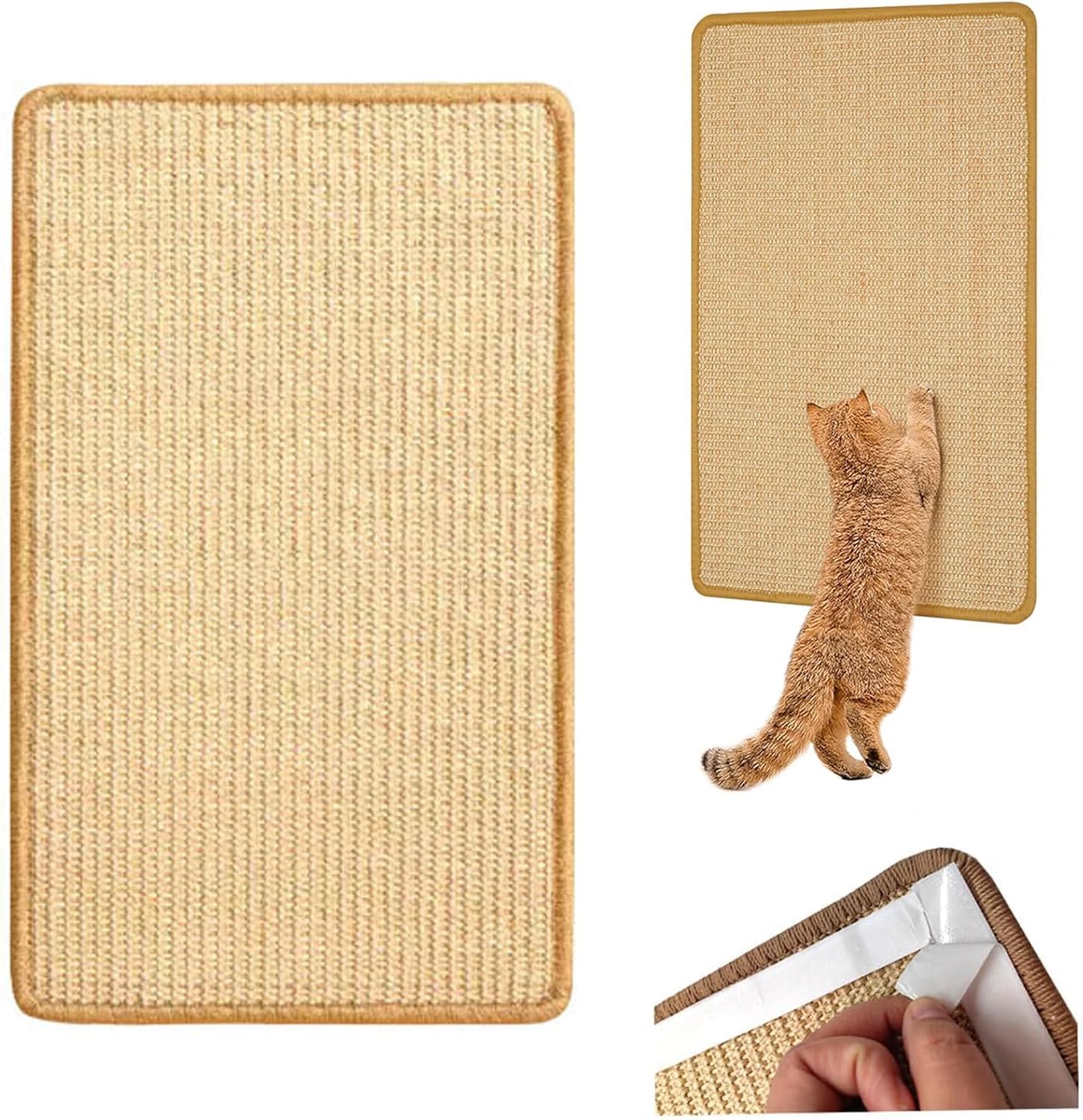 HSYTEK Kratzmatte für Katzen, Sisal-Kratzbretter, 20 x 40 cm, Sisal-Teppich für Katzen, natürliche Katzenkratzbretter, Sisal-Kratzmatte, Katzen mit Verschluss für Sofa, Möbel, Tür, Kratzschutz