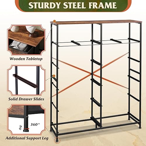 Miniatura 7 de WLIVE Cómoda alta para dormitorio con 12 cajones, cómodas y cajoneras, cómodas de tela para closet, organizador de cómoda de almacenamiento