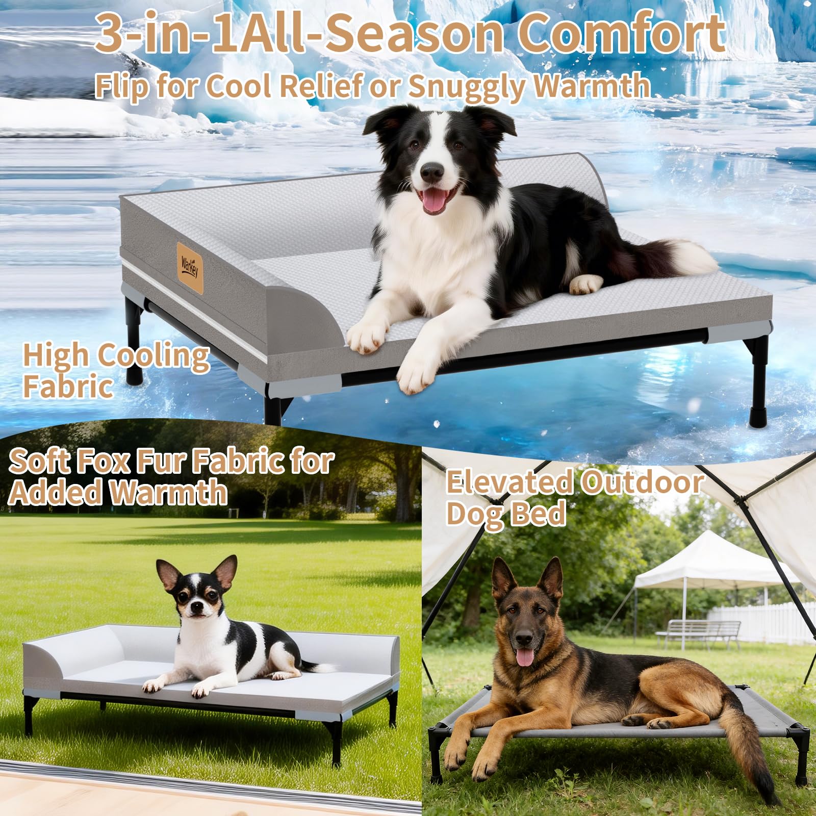 WARKEY Elevated Cooling Dog Bed, Orthopedic Pet Bed for Medium Dogs, Removable Washable Cover, Indoor & Outdoor Raised Pet Bed with Breathable Mesh, Size: 42"*30"*7" - image 3