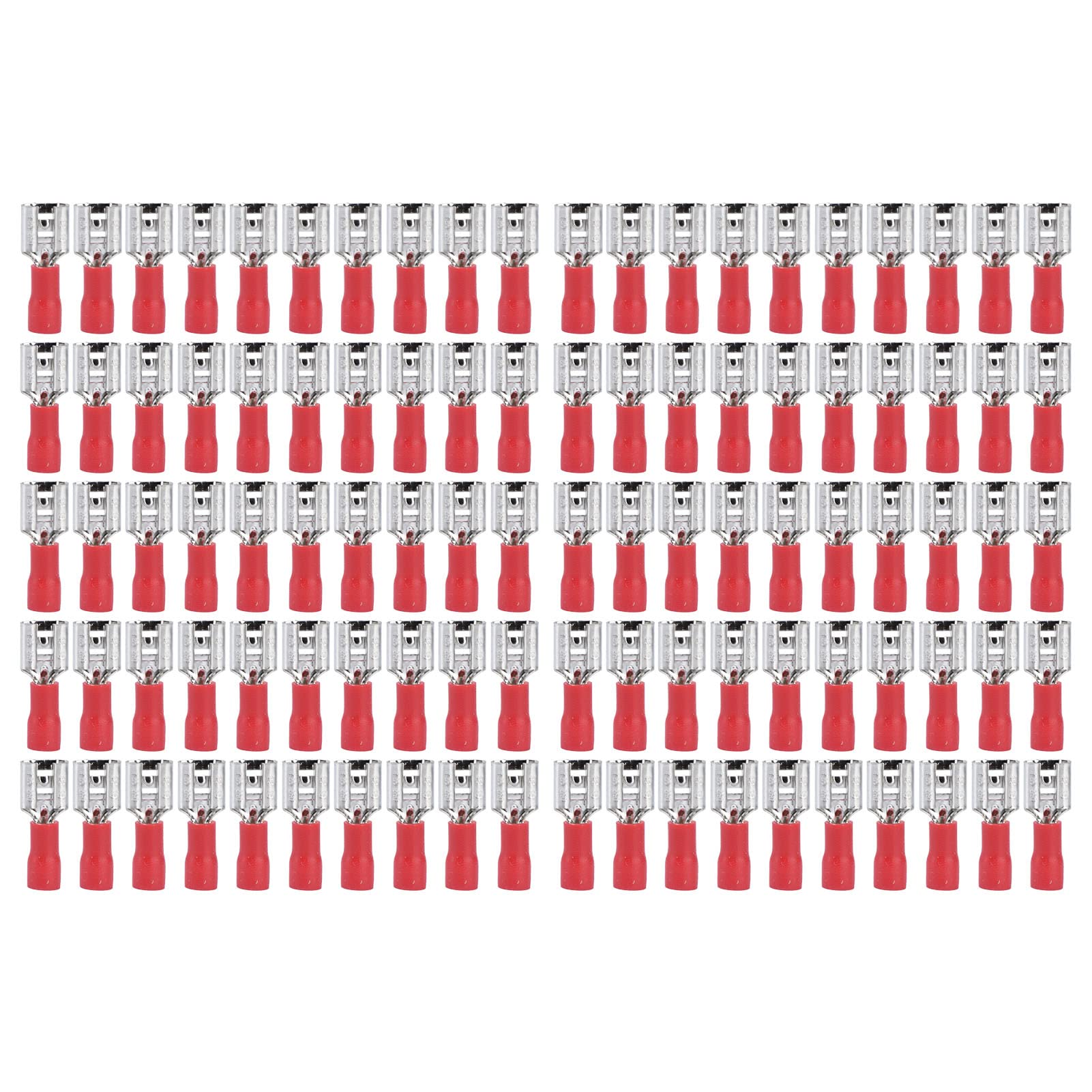 Insulated Spade Wire Connector, 100 PCS Copper PVC Electrical Crimp Terminals for 22-16 AWG Wires