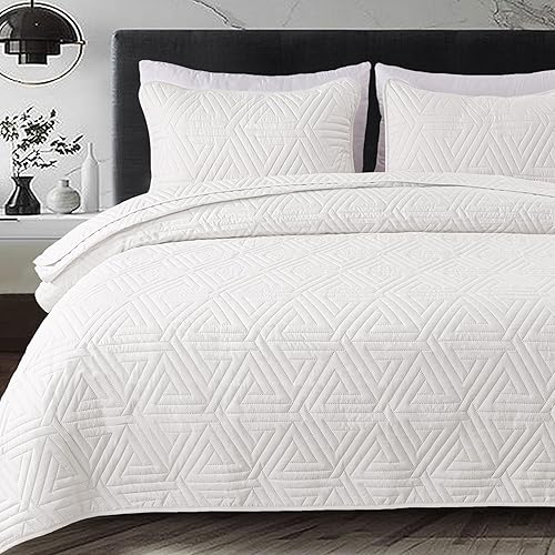 Miniatura 1 de Whale Flotilla Juego de edredón suave tamaño Queen para todas las estaciones, juego de ropa de cama geométrica ultrasónica de 3 piezas, colcha