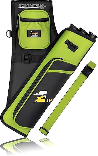 Miniatura 49 de SUNYA Carcaj de cadera de tiro con arco para flechas. Incluye 3 tubos de soporte de flecha, bolsillos de accesorios y cinturón de cintura. Apto