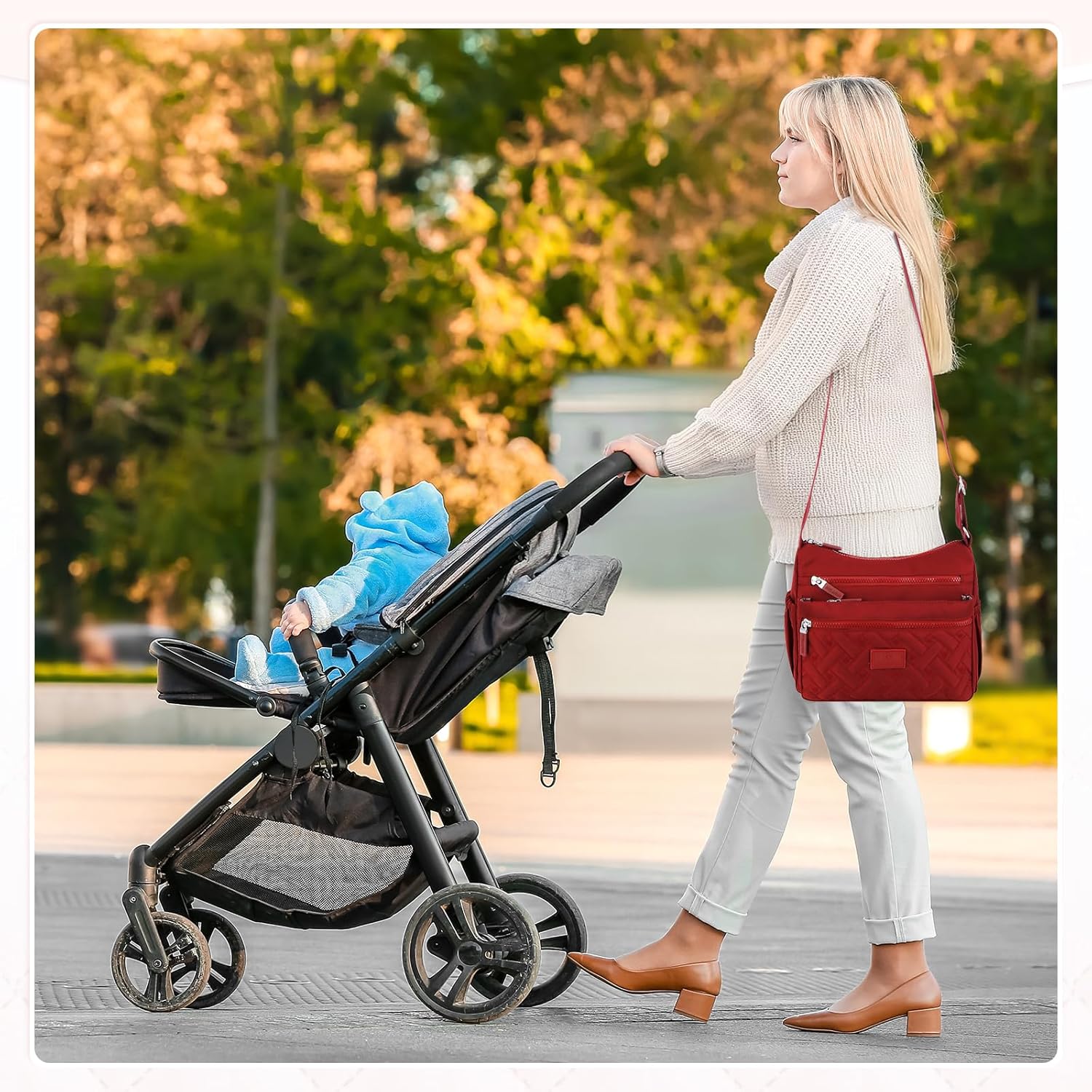 Crossbody Bag for Womens Multi-Pocket Shoulder Handbags Nylon Waterproof Messenger Bag Lightweight Casual Purse - Image 3