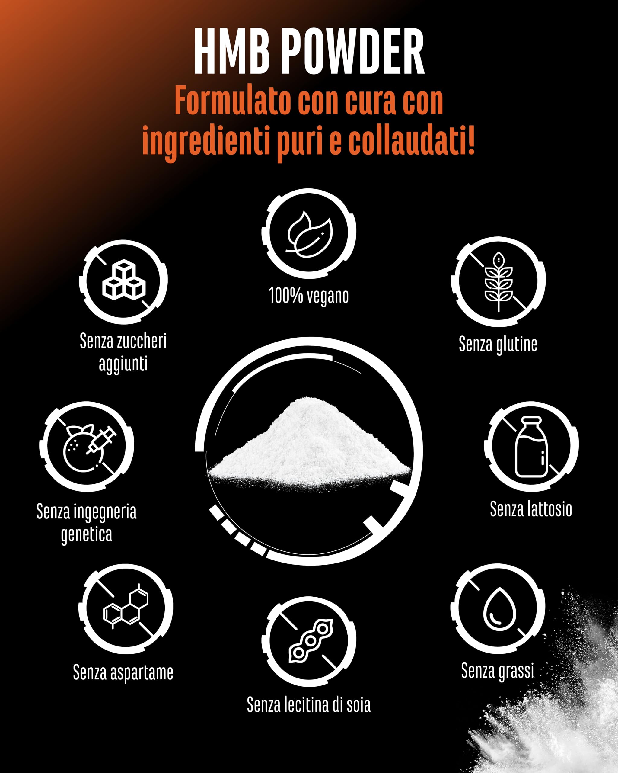 HMB in Polvere 500 g - Calcio-HMB ad alta purezza - Beta-Idrossi-Beta-Metilbutirrato - 100 Porzioni - Senza additivi, Vegano
