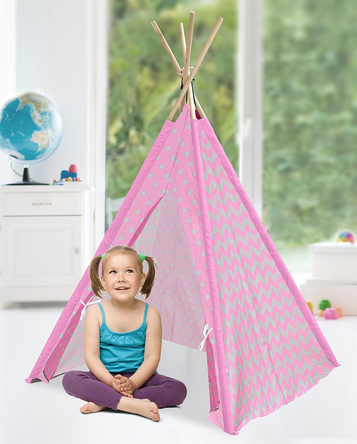 Heritage Kids Chevron Dot Play Tent, Grey