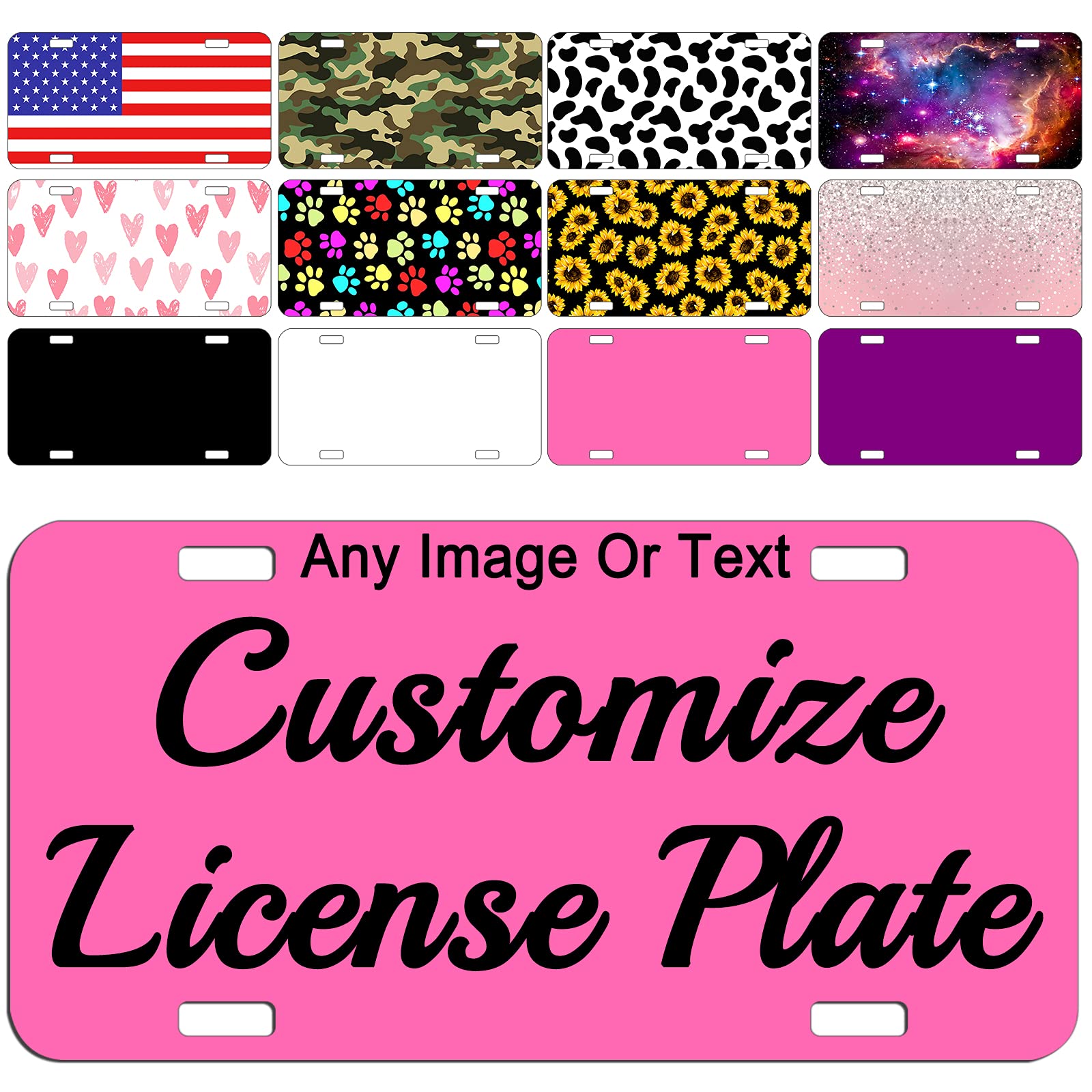 Custom Personalized License Plate 3"x6" Customized Aluminum Metal Novelty Mini License Tag Plates with Name Text for Bike Kids Toy Car