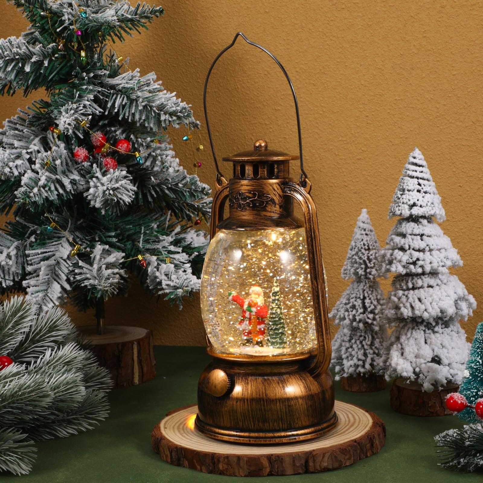 YARNOW Linterna Navideña Bola de Nieve Musical con Luces Integradas, Funcionamiento por USB y Pilas, Decoración Festiva para Celebraciones de Navidad