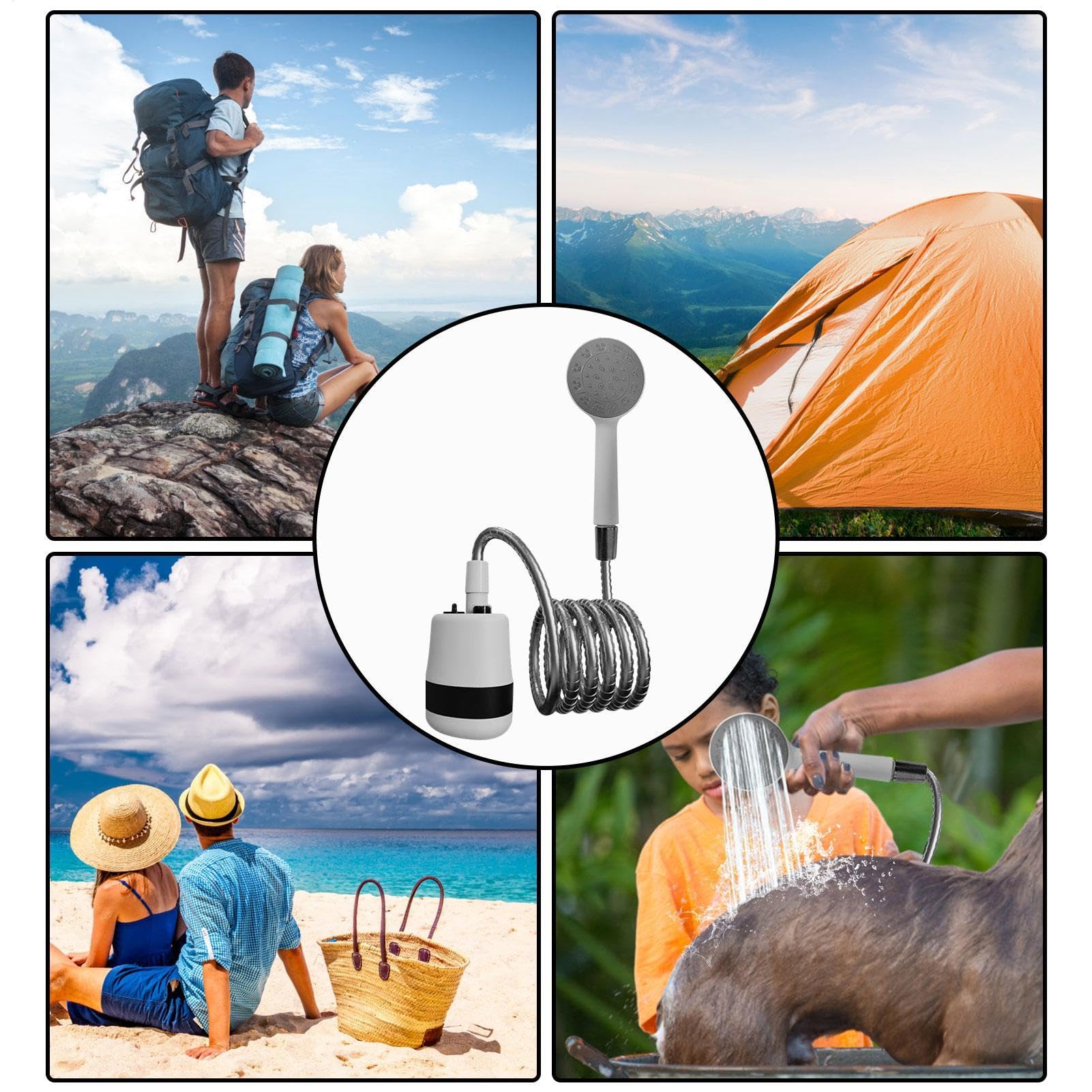 Doccia da campeggio – Peste doccia ricaricabile a mano per il quartiere esterno, doccia da campeggio portatile | Doccia elettrica riabilitabile USB per il nuoto, pulizia per animali