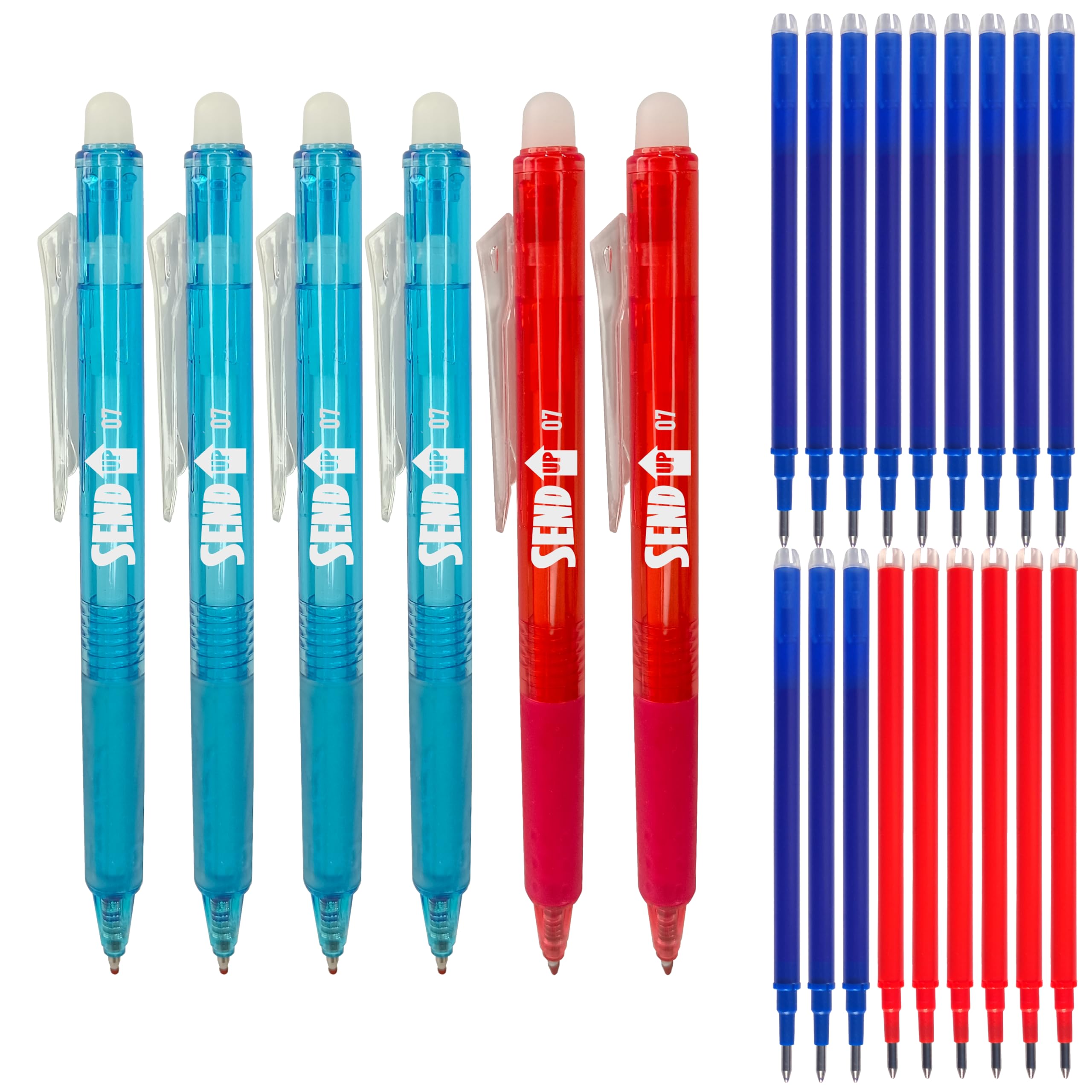 Penna Gel Cancellabile Termicamente - Punta 0.5mm, 2 Rosse + 4 Blu + 22 Ricariche - Foto 7