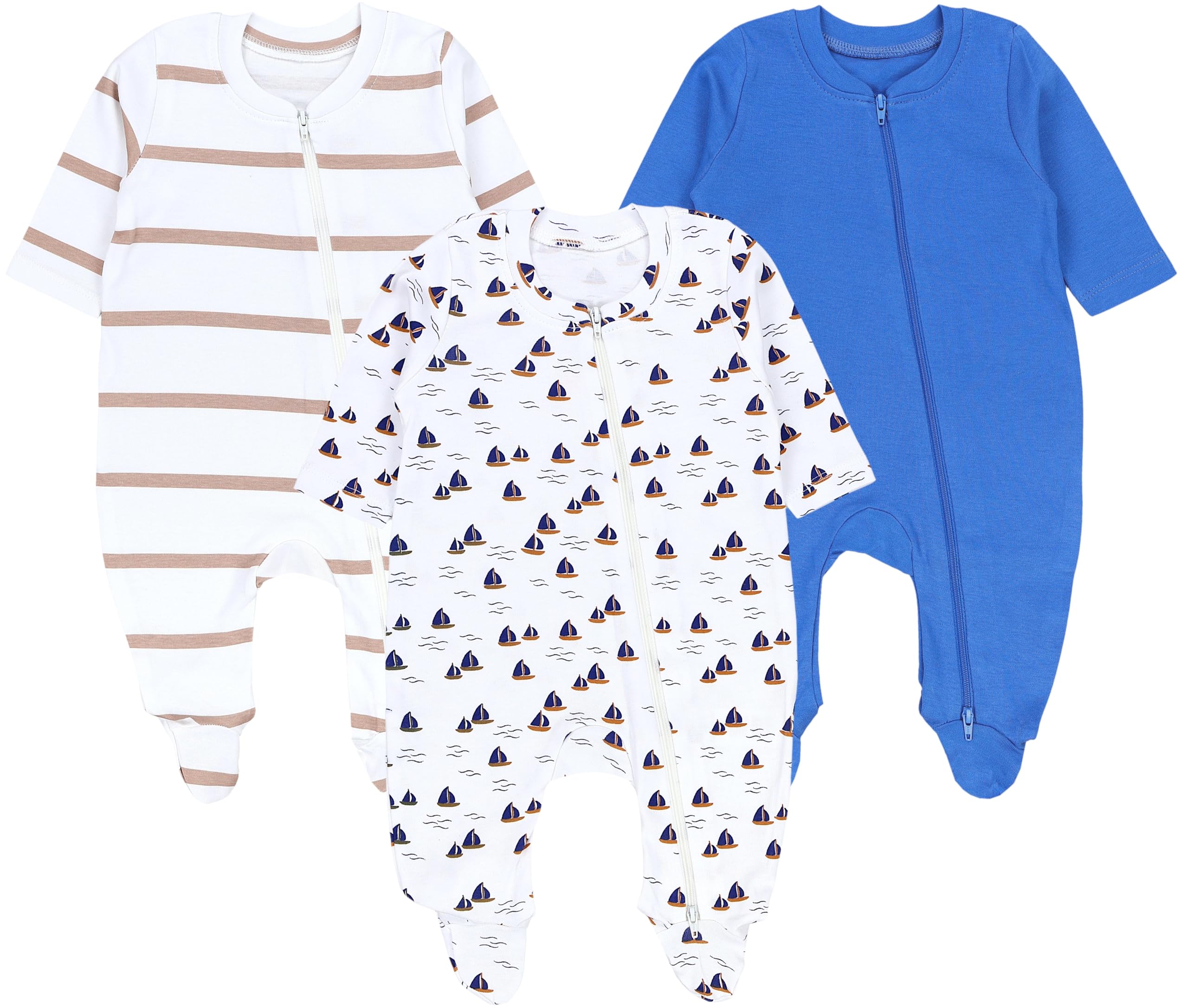 TupTam Unisex Schlafstrampler 3er Pack Baumwolle mit Reissverschluss