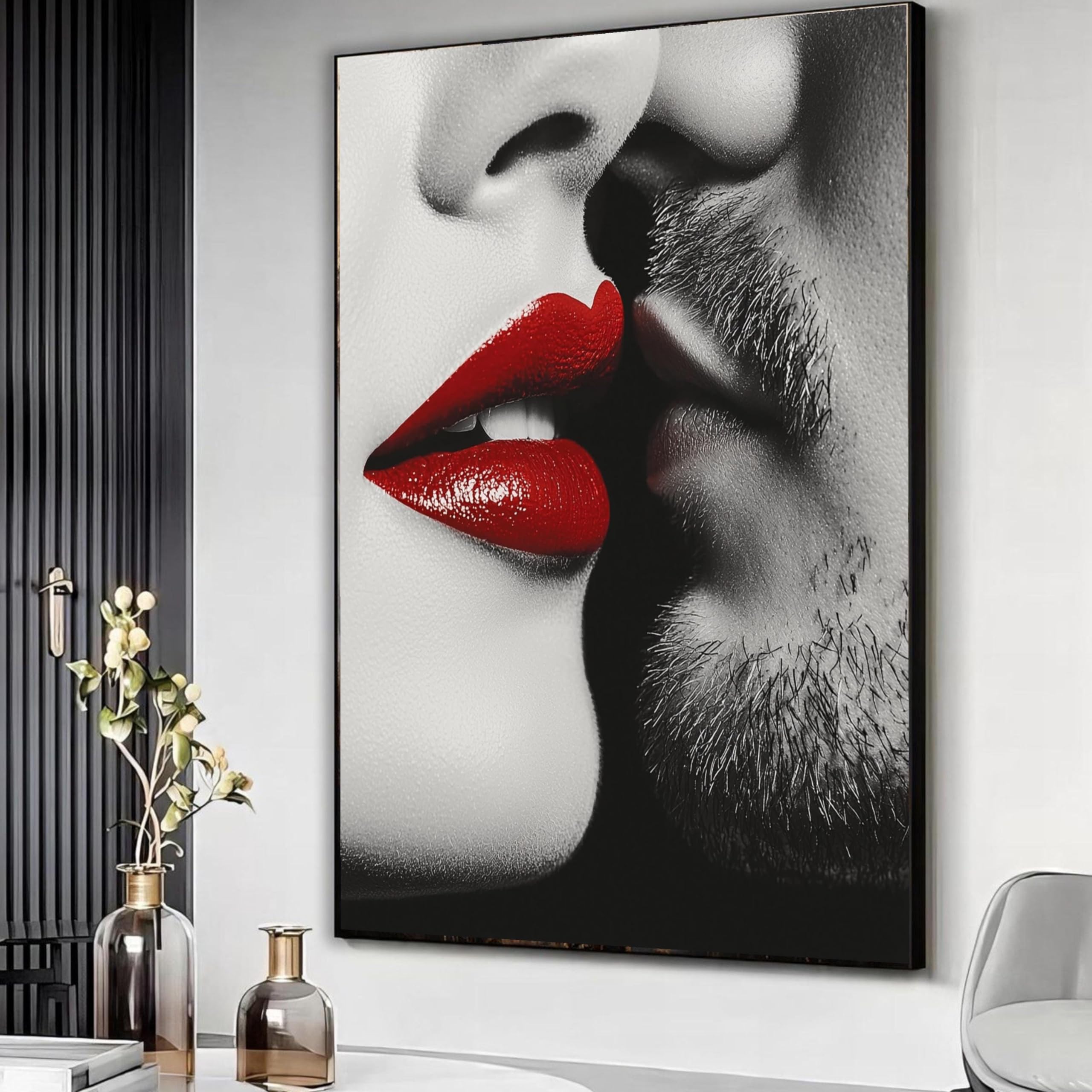 Tableau couple grand format habillage mur vide chambre - 8