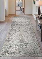 Vista 2 de Bloom Rugs - Alfombra caminera Caria lavable, antideslizante, de 3,05 m, color marfil/gris/caramelo tradicional, para entrada, pasillo, baño