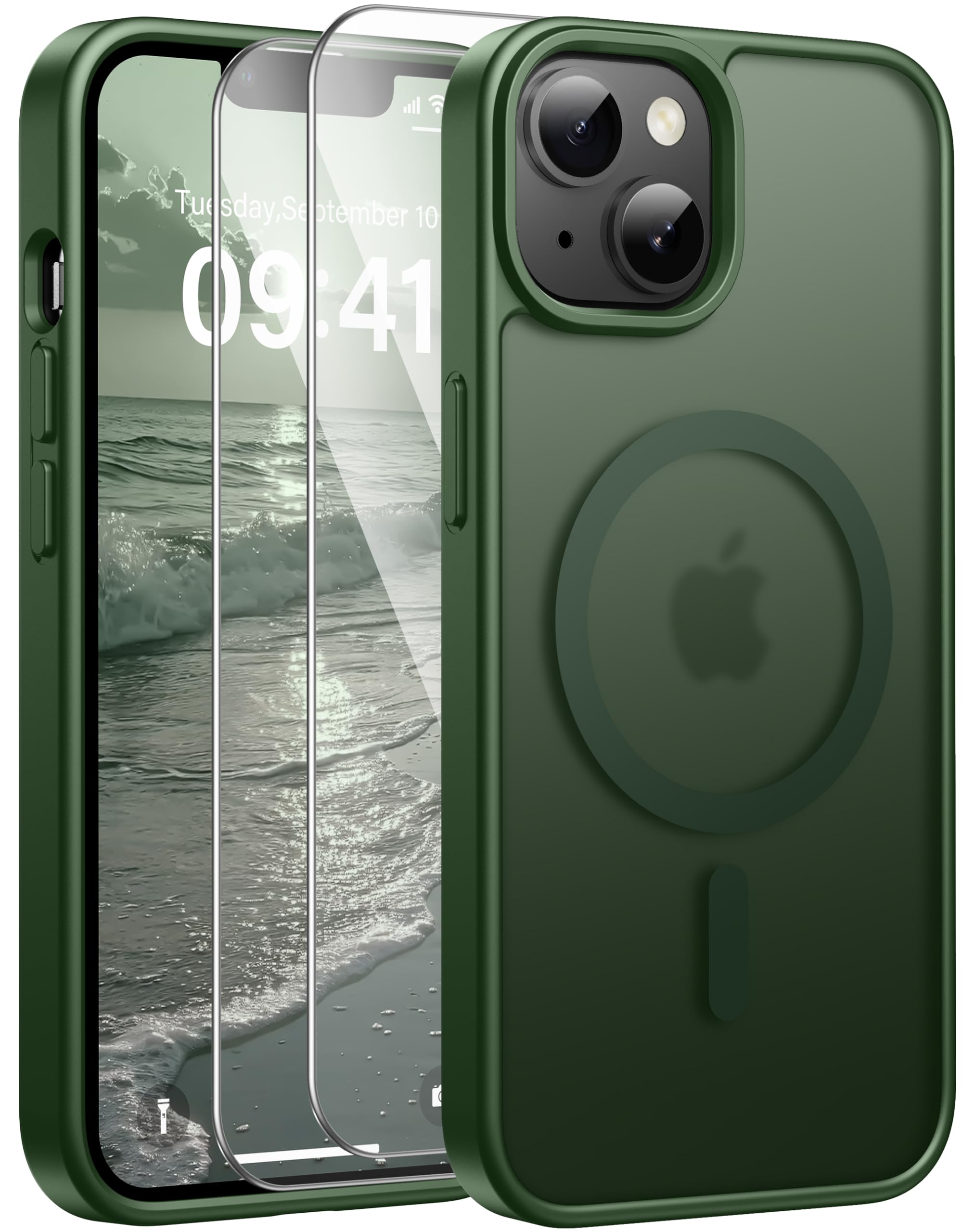 Opkiegrn für Samsung Galaxy S25 5G Hülle, Kompatibel mit MagSafe mit 2 Stück Panzer Schutz Glas Folie, KameraSchutz Folie Stoßfest Kratzfest Transluzente Matt Handyhülle für Samsung S25, Grau