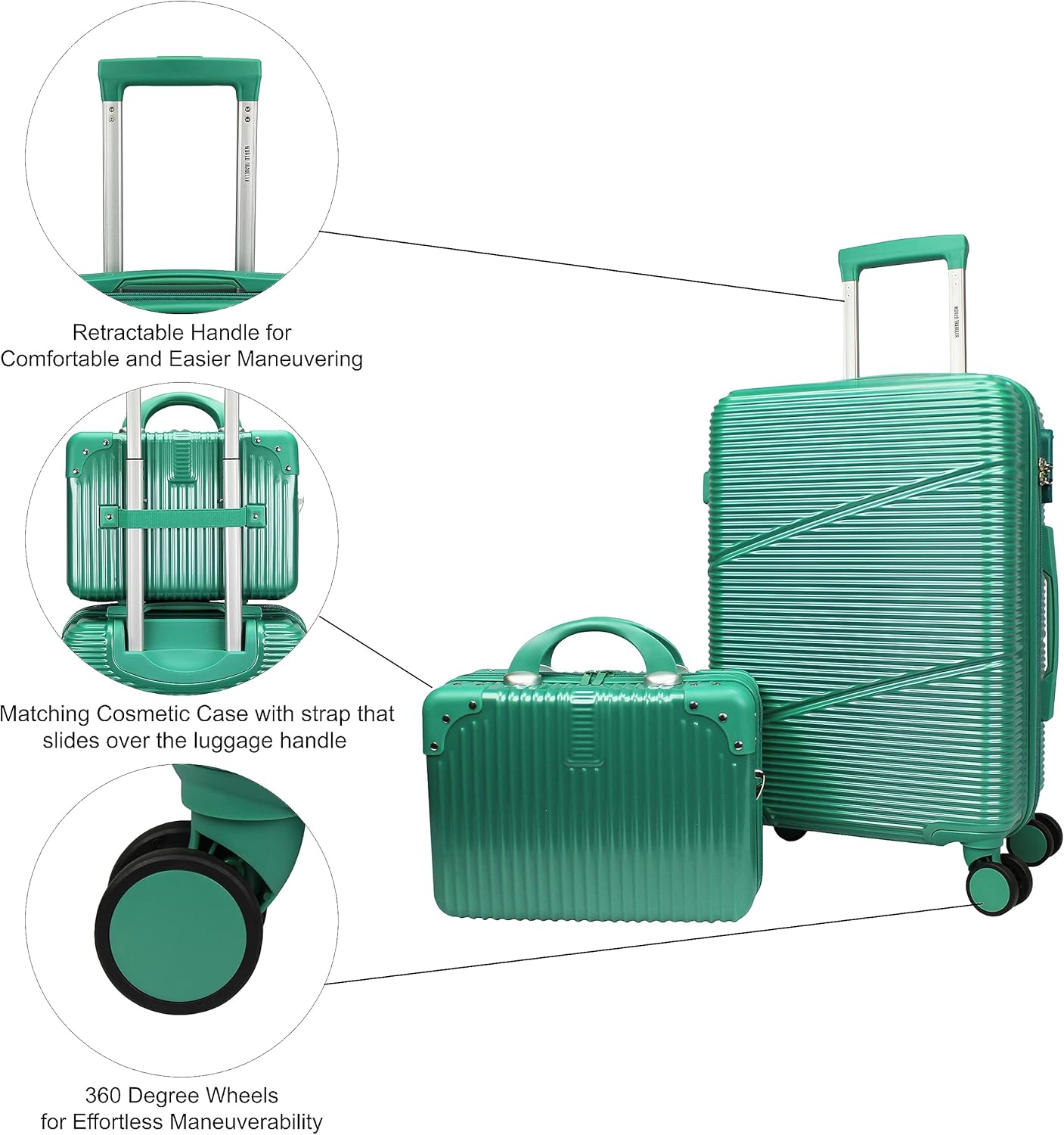 World Traveler Highways 2-Piece Hardside Carry-On Spinner Luggage Set - Green