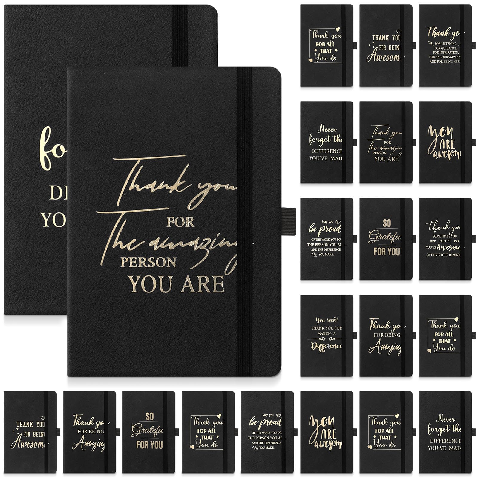 Tisancy 20 Pieces Employee Appreciation Gifts Thank You Leather Journal Notebook Team Gifts for Christmas Coworker Staff Inspirational Notebooks for Housekeeping Week Gifts(Gratitude,A6 Size)