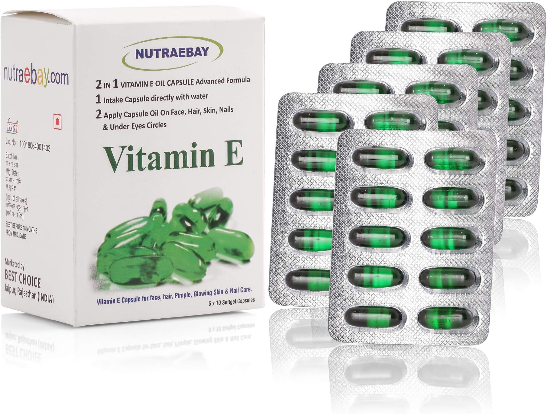 Nutraebay Nutraebay Vitamin E Capsules for Glowing Skin Nails Face Hair 100 capsule