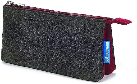 ProFolio by Itoya, Midtown Pouch - 5 x 9 Inches, Charcoal / Maroon