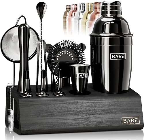BARE BARREL Mixology Bartender Kit Bar Set  Juego de coctelera Martini de 14 piezas  Herramientas profesionales de mezcla de barware para el hogar