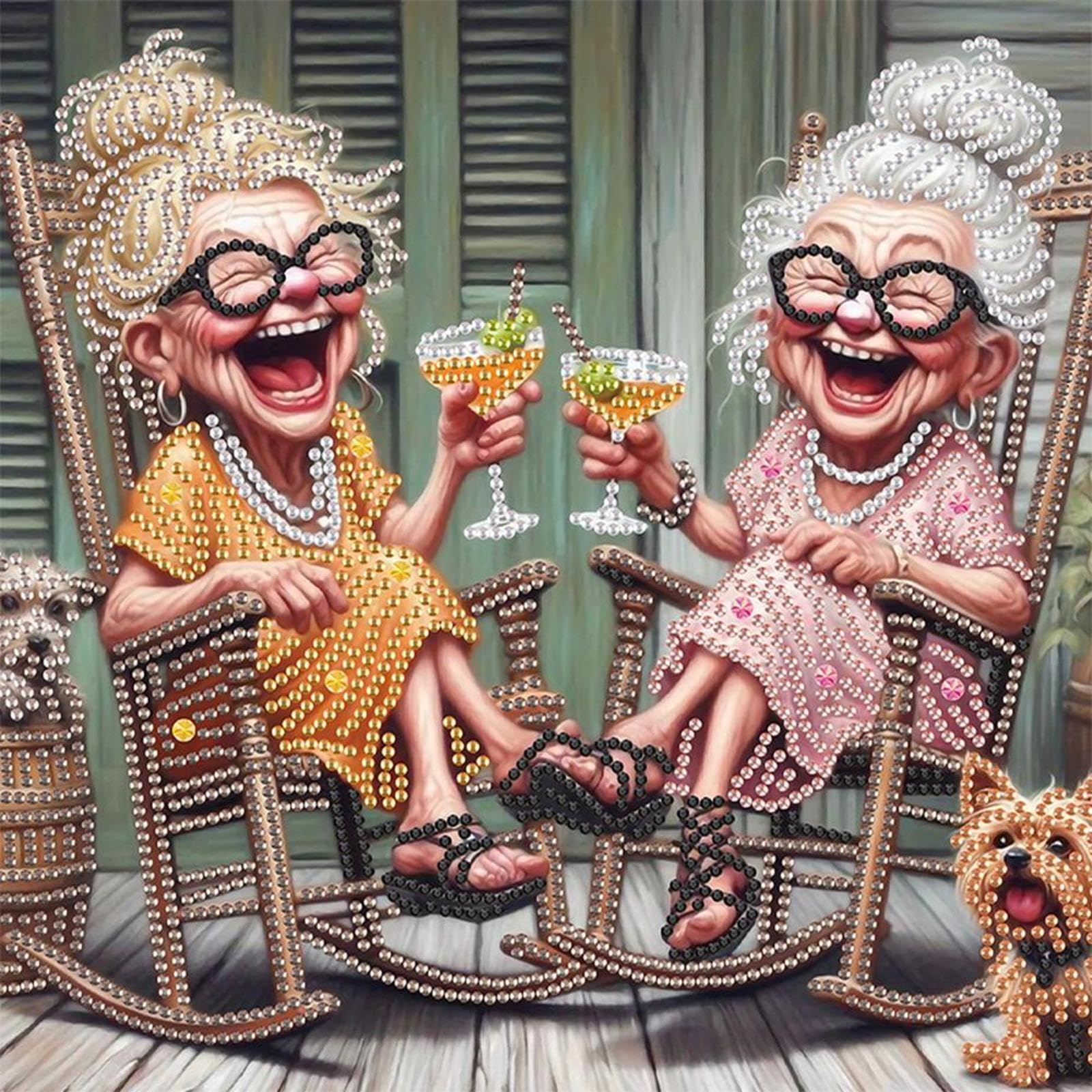5D DIY Partial Special Shaped Drill Diamond Painting Kit Funny Granny 30x30cm (C)