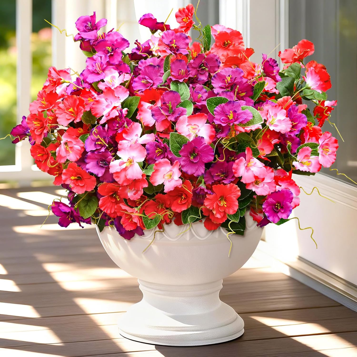 Yastouay Artificial Flowers for Outdoors UV Resistant, 18 Bundles Realistic Fake Outdoor Hibiscus Flowers Artificial Outdoor Flowers, Faux Flowers for Outdoor Planters Front Porch Patio Outdoor