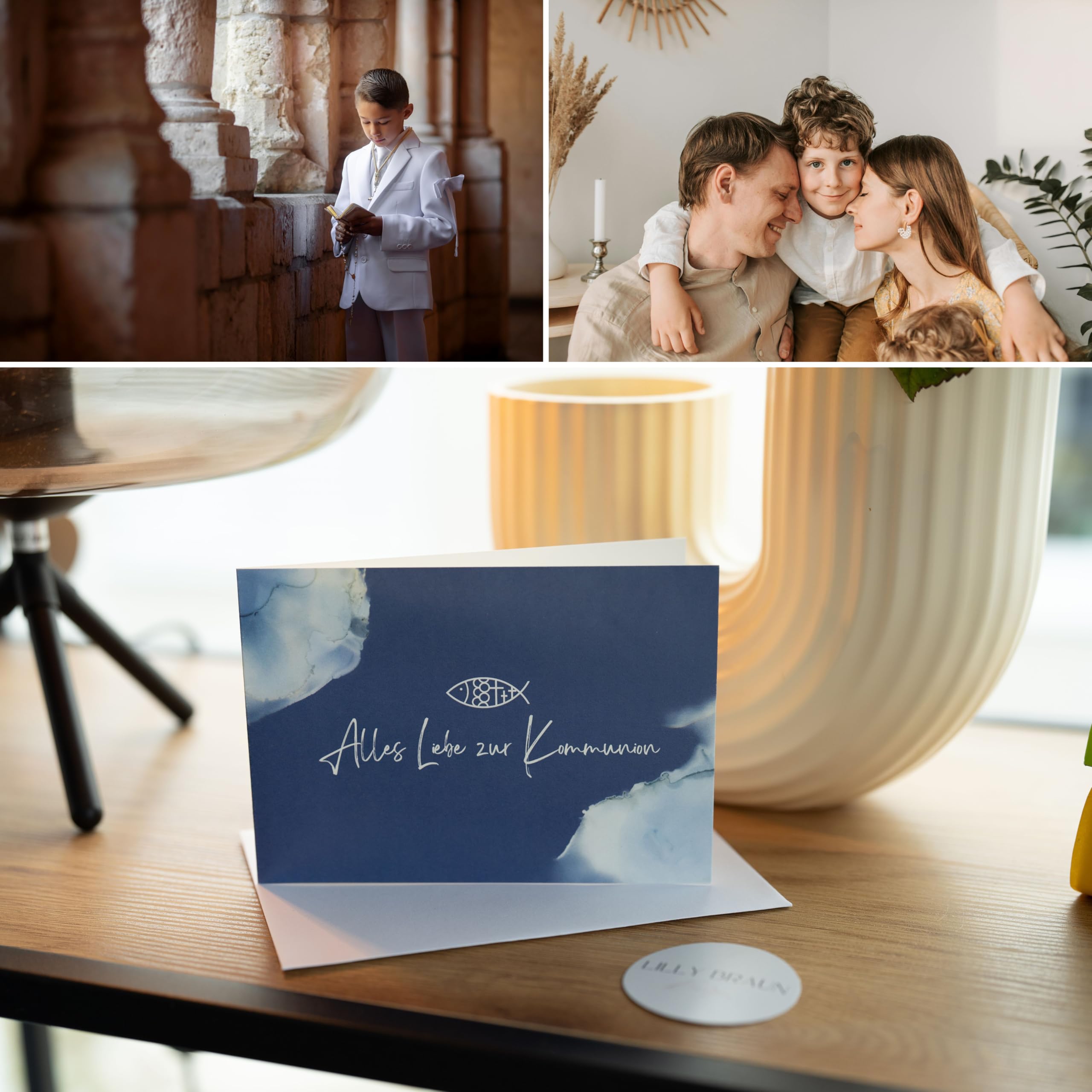 Glückwunschkarte Kommunion – Alles Liebe zur Erstkommunion | Edle Klappkarte mit Umschlag | Moderne Kommunionskarte für Mädchen & Jungen - 4