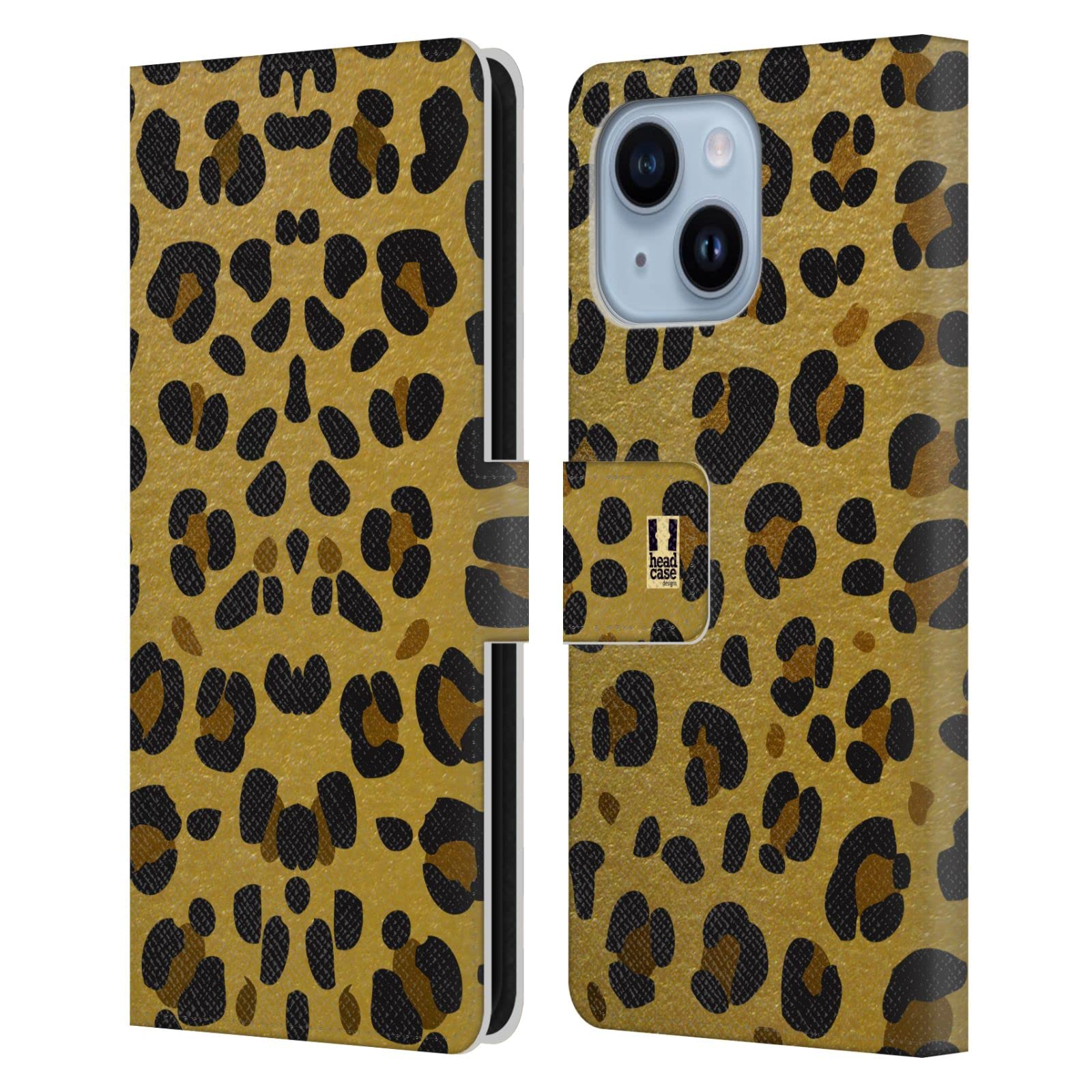 Coque iPhone 14 Plus Head Case étui portefeuille cuir or - 7