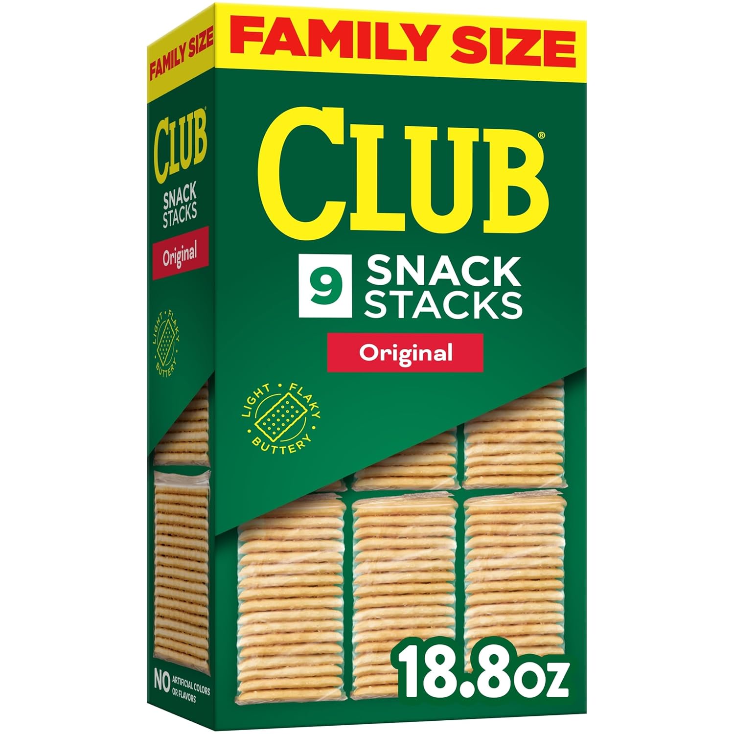 Club Snack Stacks Crackers, Lunch Snacks, Family Size, Original, 18.8oz Box (9 Stacks)