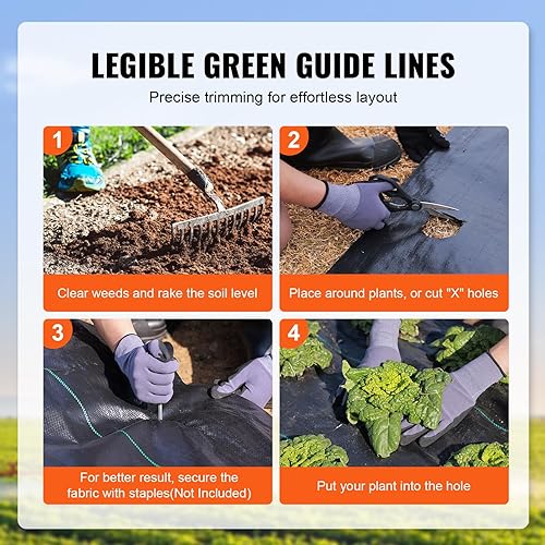 Miniatura 5 de VEVOR Tela de paisaje de barrera de malezas de alta calidad de 3 pies x 250 pies, tela geotextil tejida de 5 onzas bajo grava, alta permeabilidad