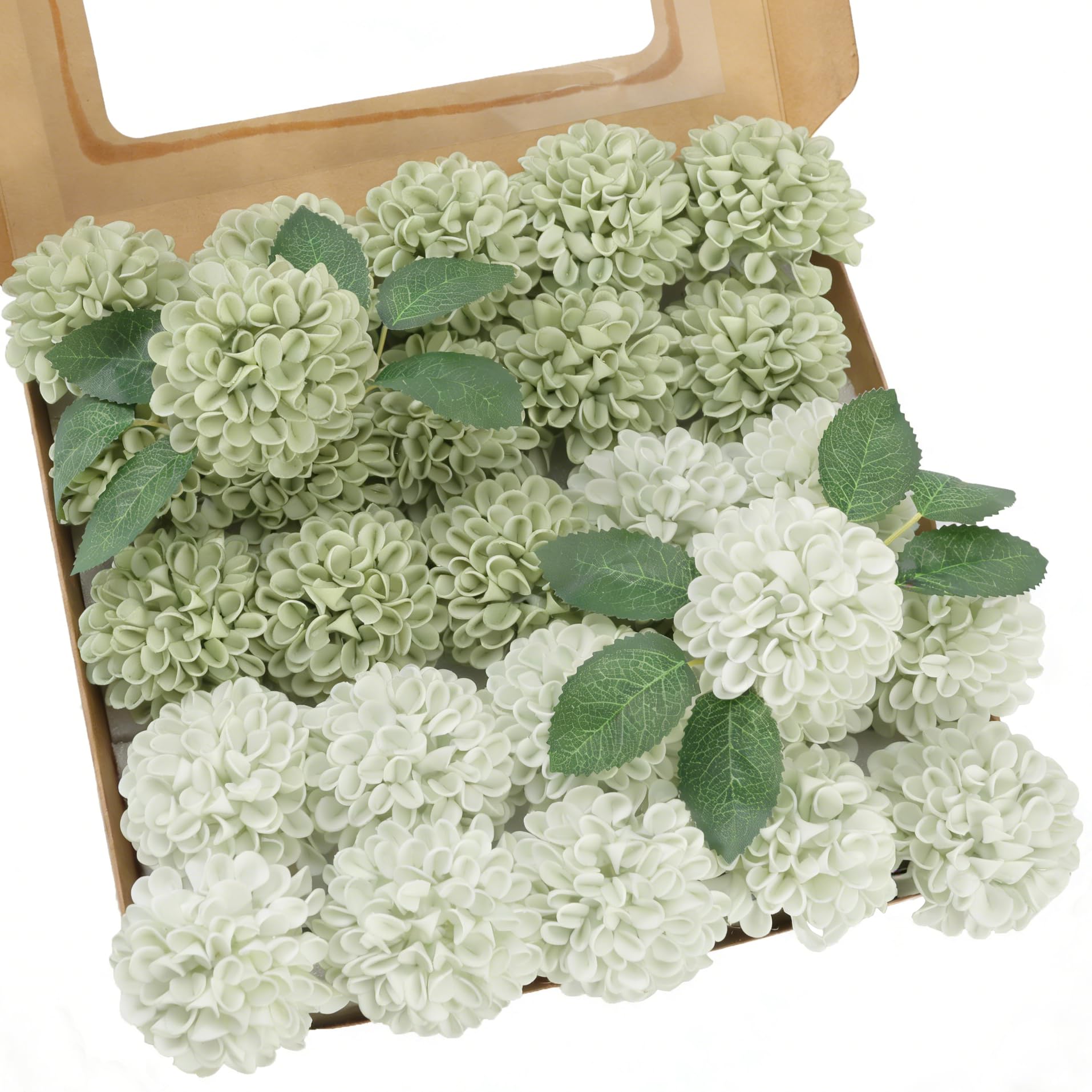 YEEFLORA Sage Green Dahlia Artificial Flowers