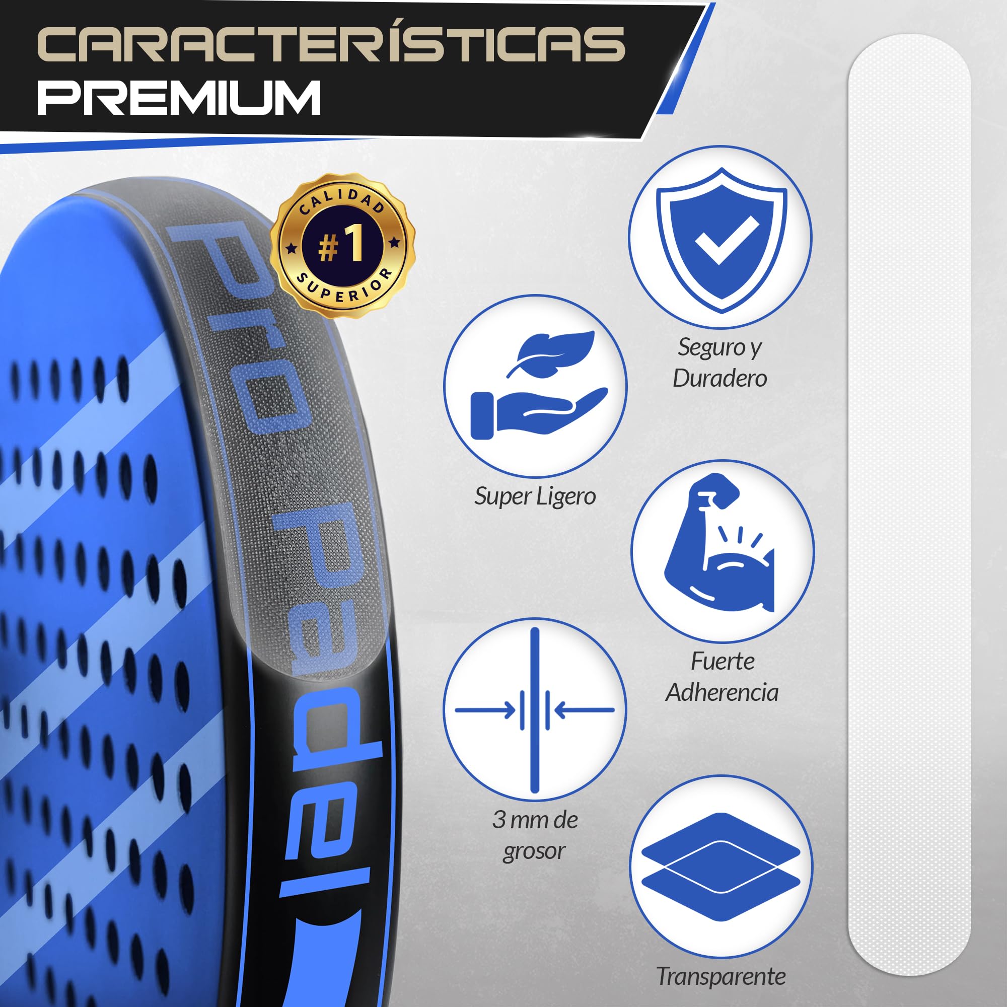 Protector Pala de Pádel Transparente Pack 2 3,5 x 37 cm Alta Protección