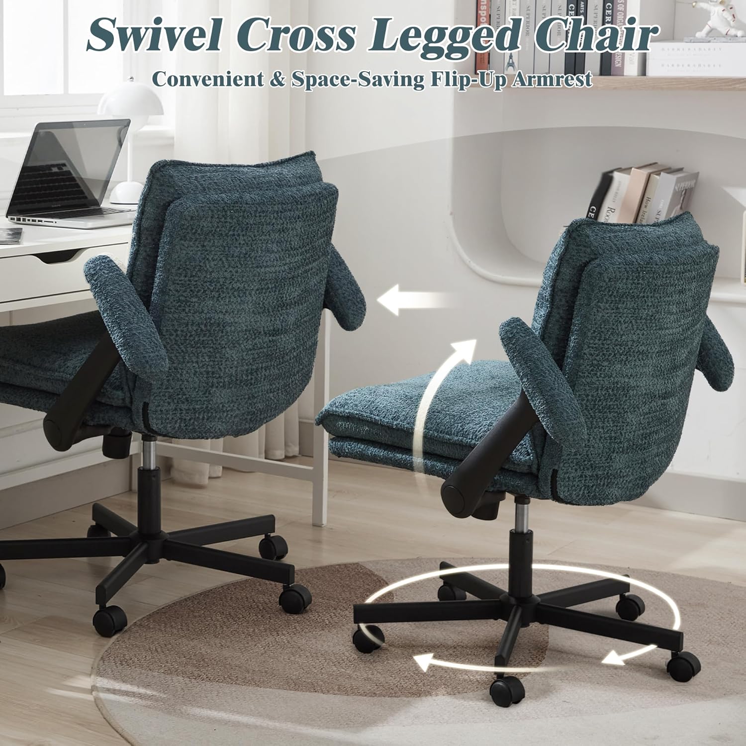 Chair with flip-up armrests and swivel function