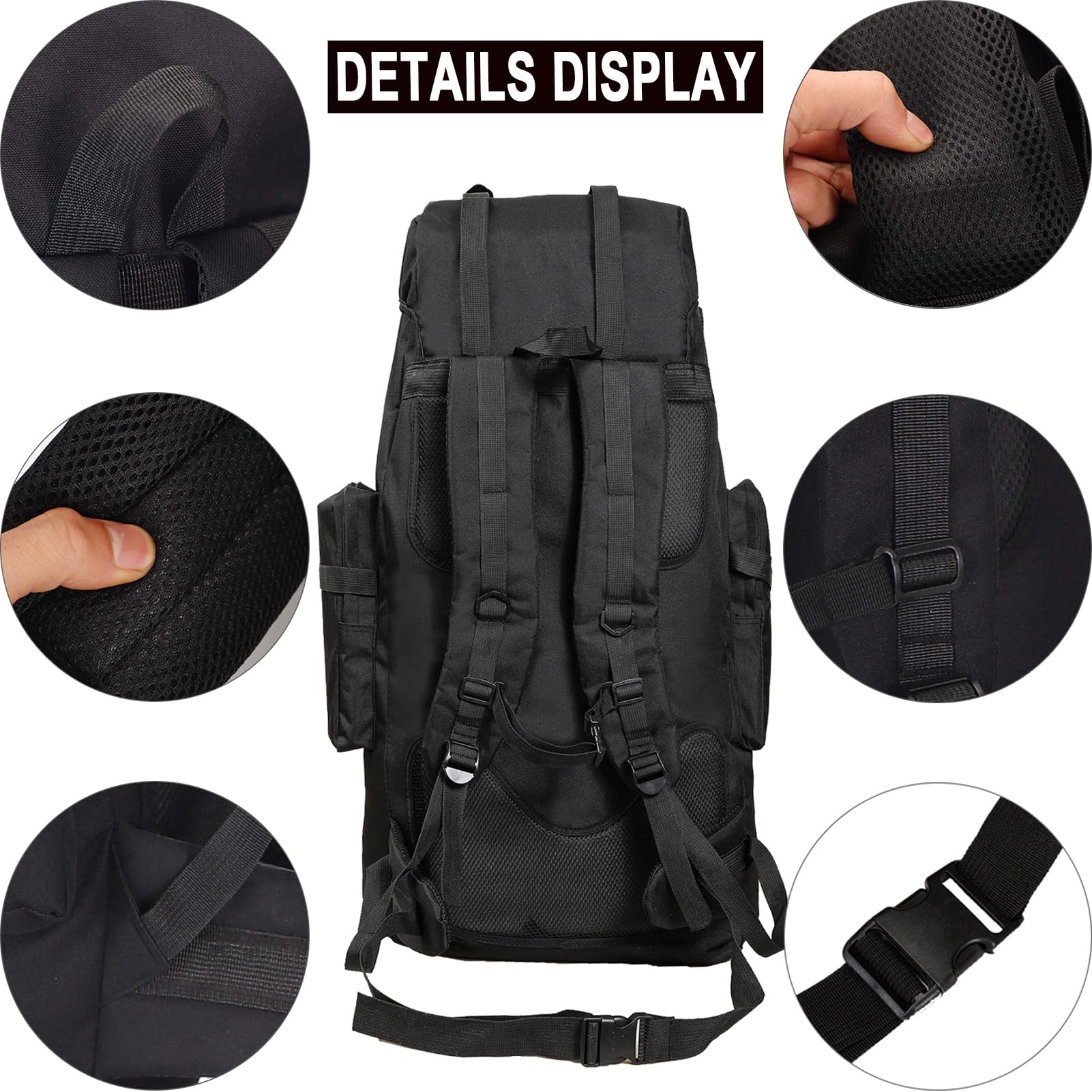 Al aire libre Mochila de senderismo de 100 l Mochila Táctica Militar Camuflaje Molle Mochilas de Marcha Ligero Impermeable Gran capacidad Bolso de Viaje para Senderismo Acampada, Montañismo, Caza