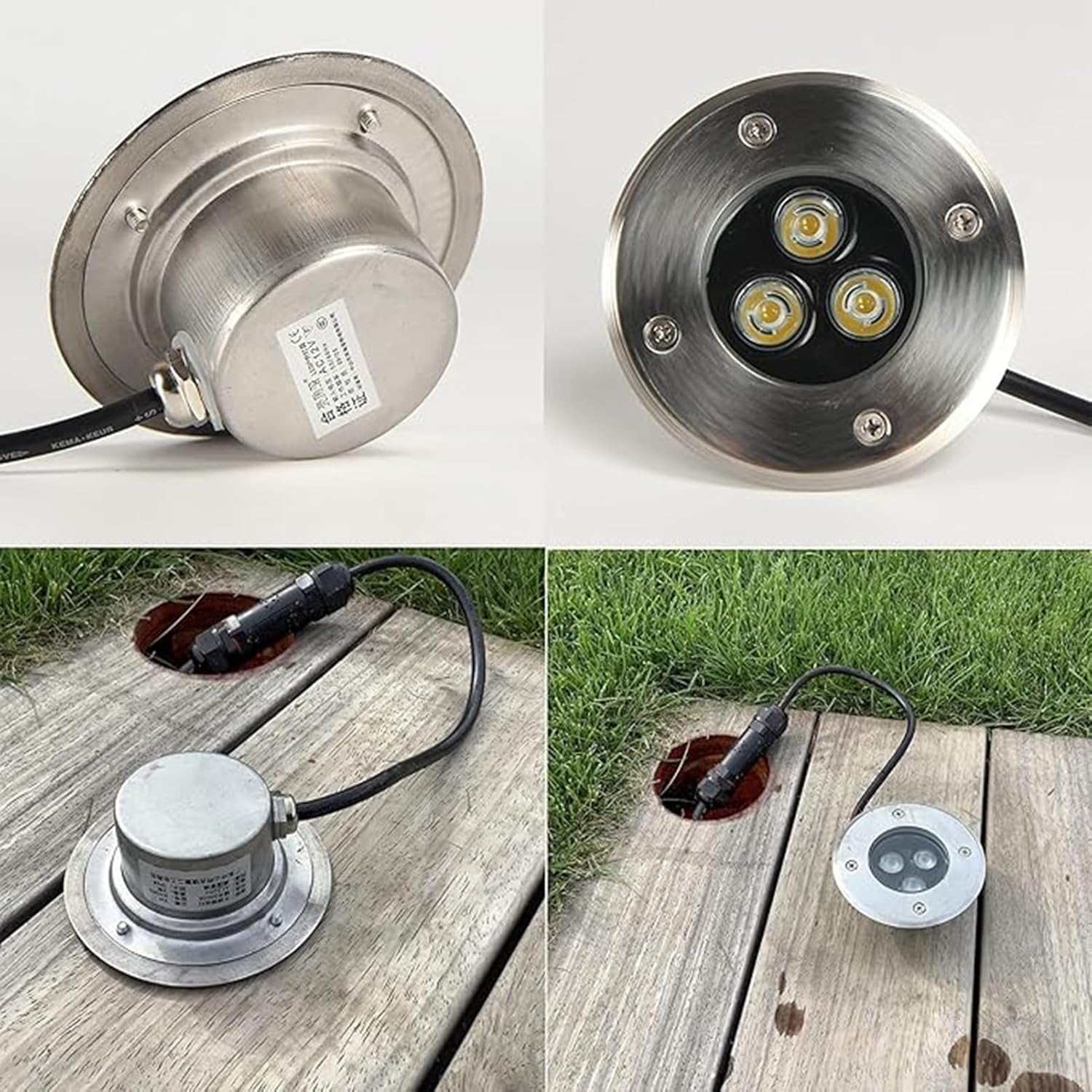 4pcs Submersible Pool Lights - LED Underwater Lighting Lamp, 3W Ground LED Landscape Lights, IP68 Waterproof Underwater Pond Light, Outdoor Buried Light, Fountain Lamp(Warm Light,110-220V)
