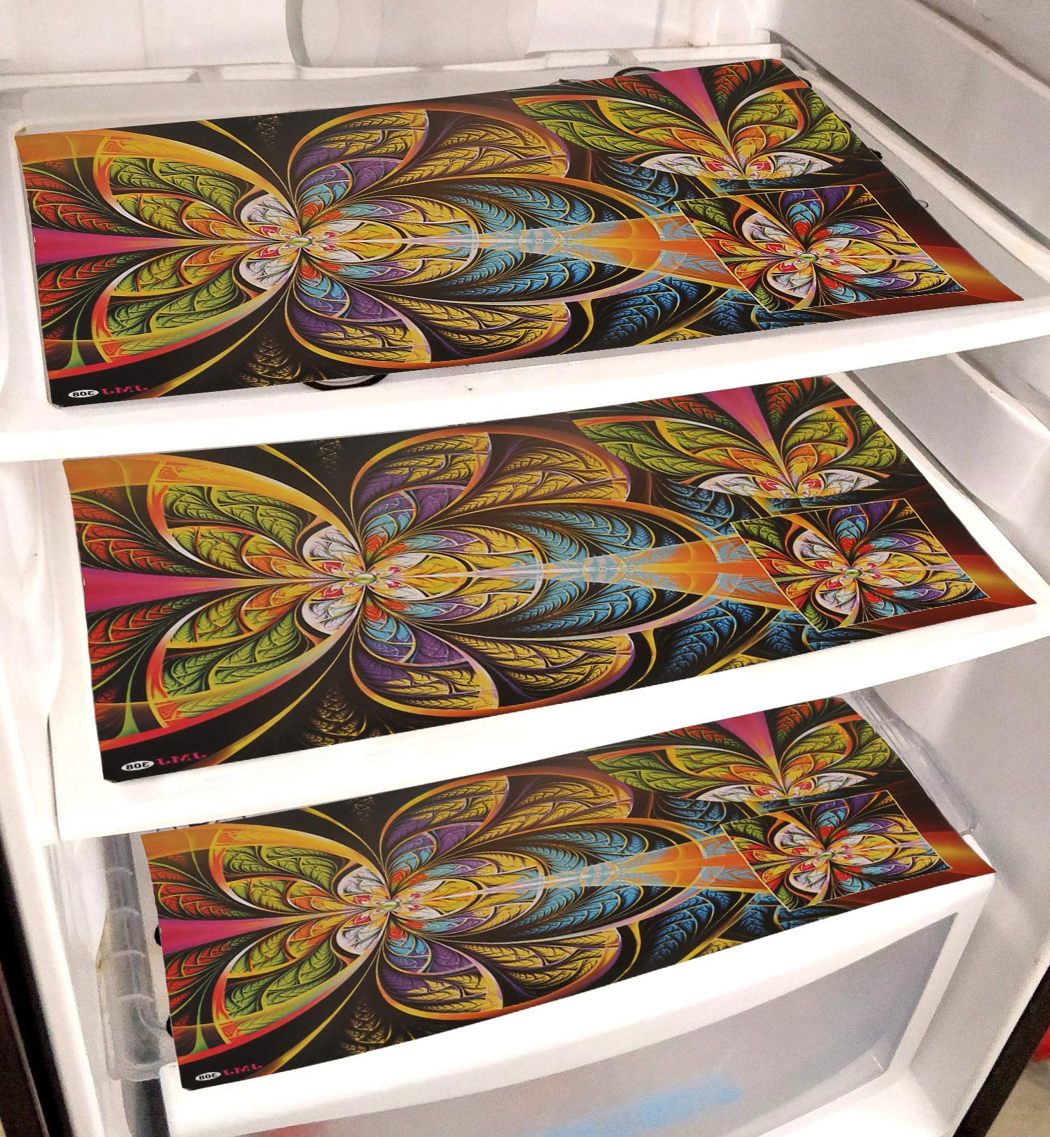 Kuber Industries PVC 6 Pieces Reversible Fridge Drawer Mats (Multi) -CTKTC7091, Standard (CTKTC07091)