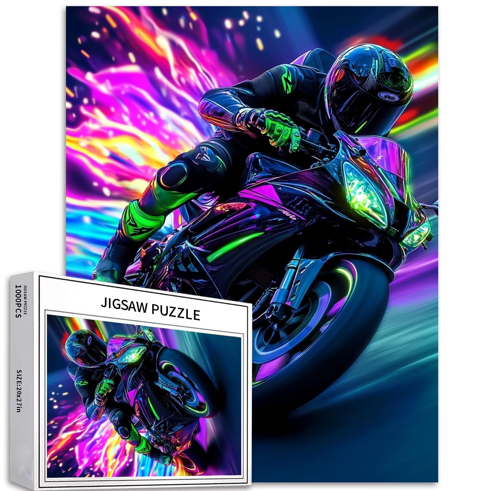 Sports Motorcycle 1000 Piece Jigsaw Puzzles for Adults Motorcycle Show Puzzles Challenging Family Activity Games Colorful DIY NeedleworkCraft Puzzle for Home Decor Gifts 60×50cm